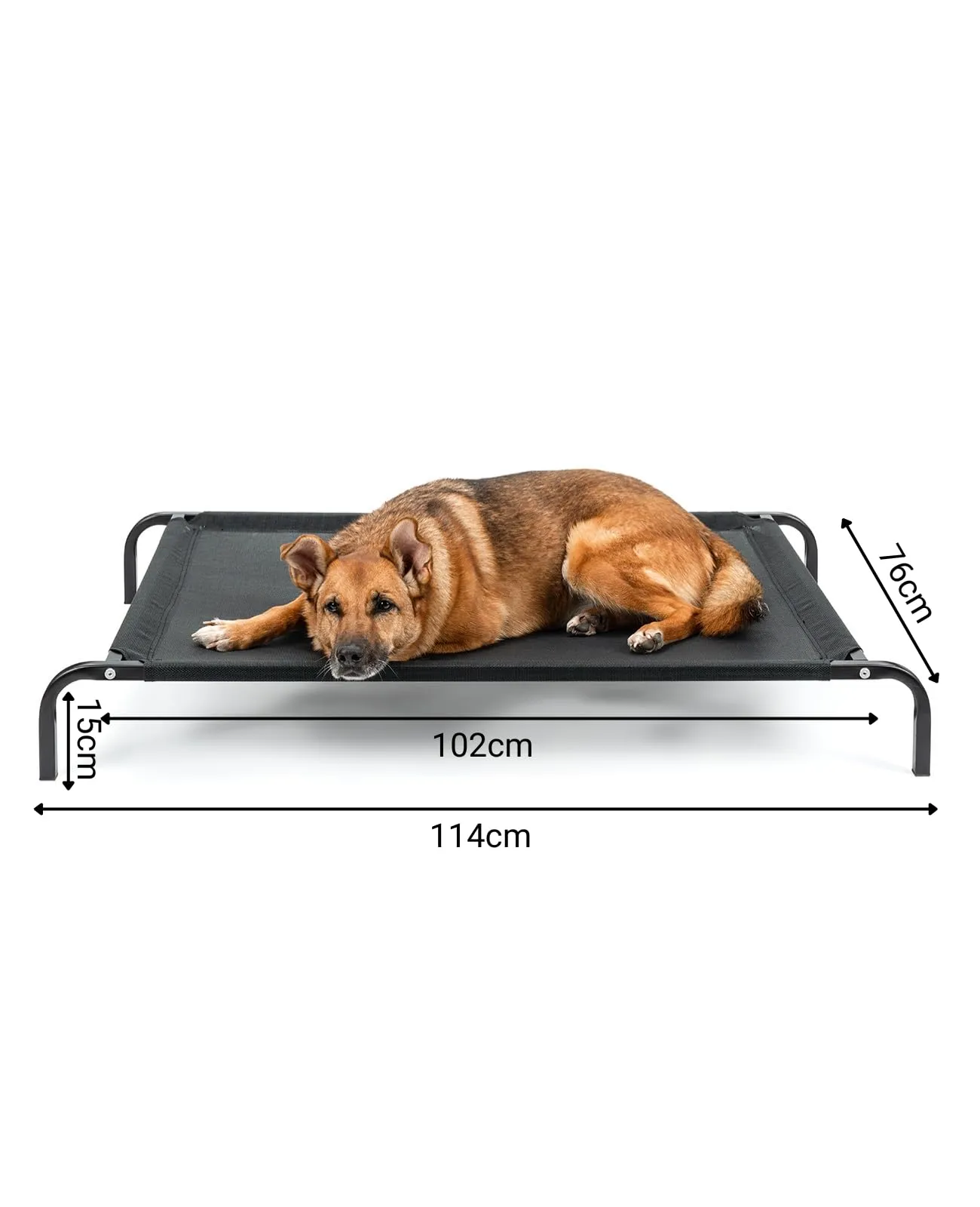 lionto Lettino Rialzato da Esterno per Cani, 114 x 76 cm, Nero - immagine 6