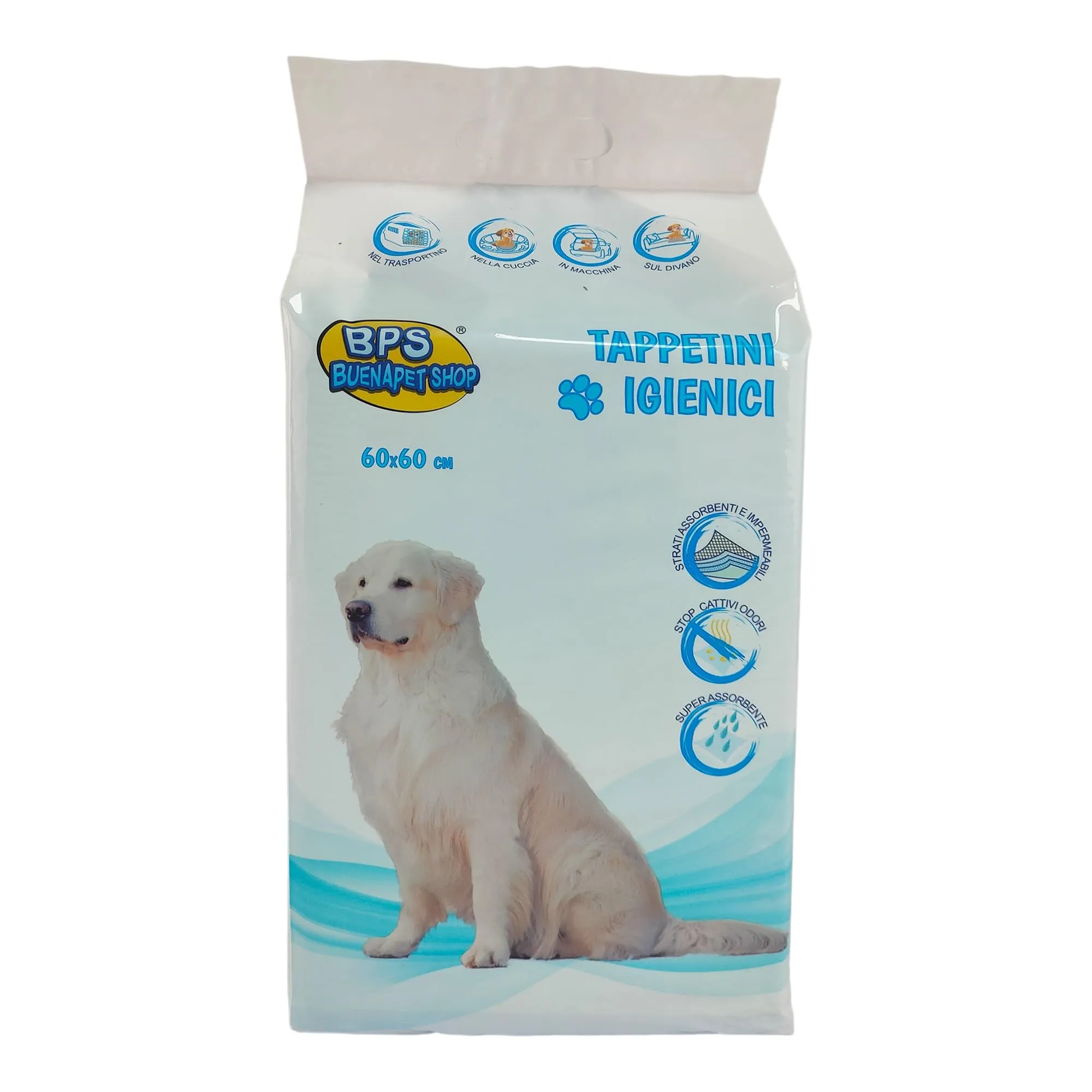 BPS Buena Pet Shop Tappetini Igienici per Cani 60x60cm 100 Pezzi Assorbenti con Antiodore - immagine 2