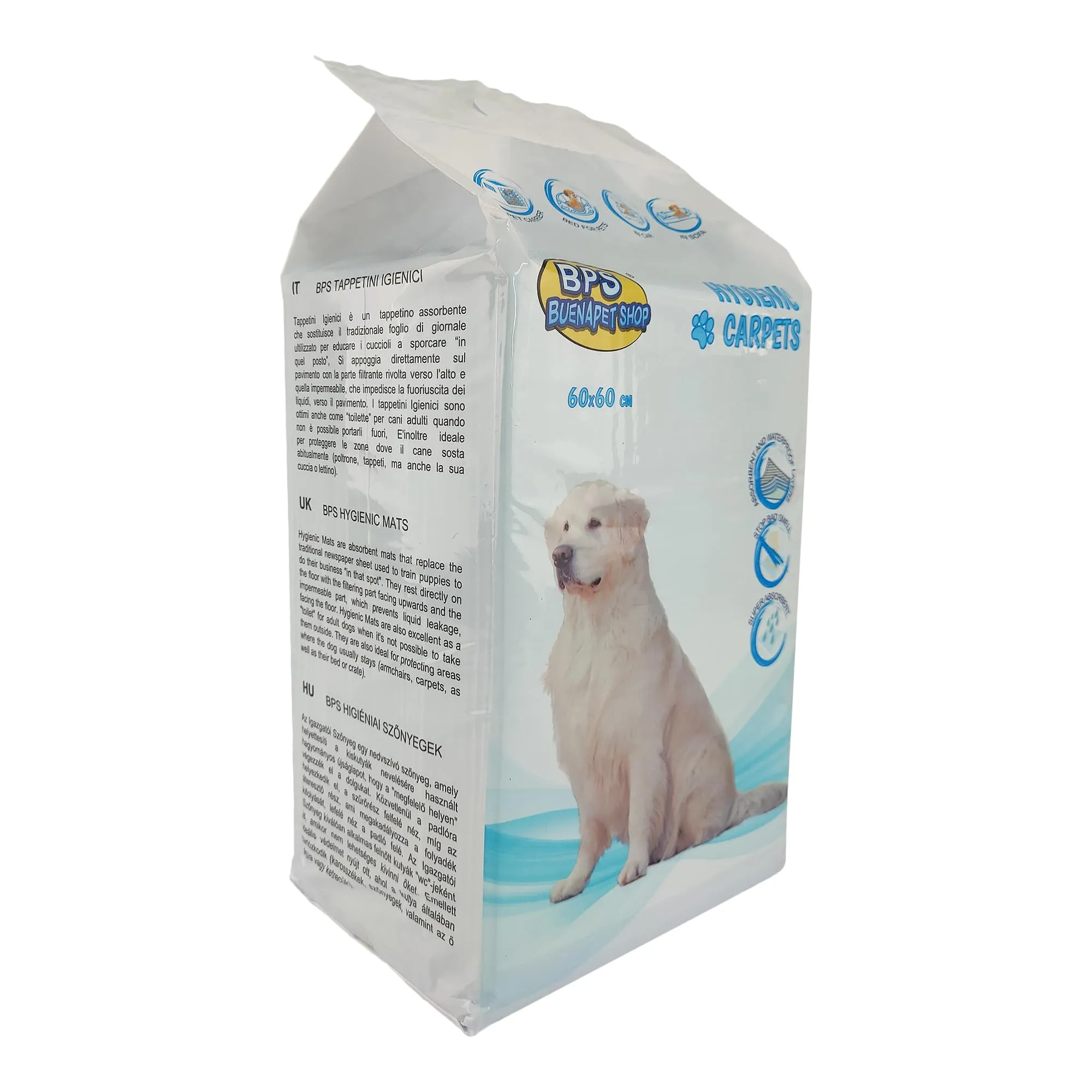 BPS Buena Pet Shop Tappetini Igienici per Cani 60x60cm 100 Pezzi Assorbenti con Antiodore - immagine 3