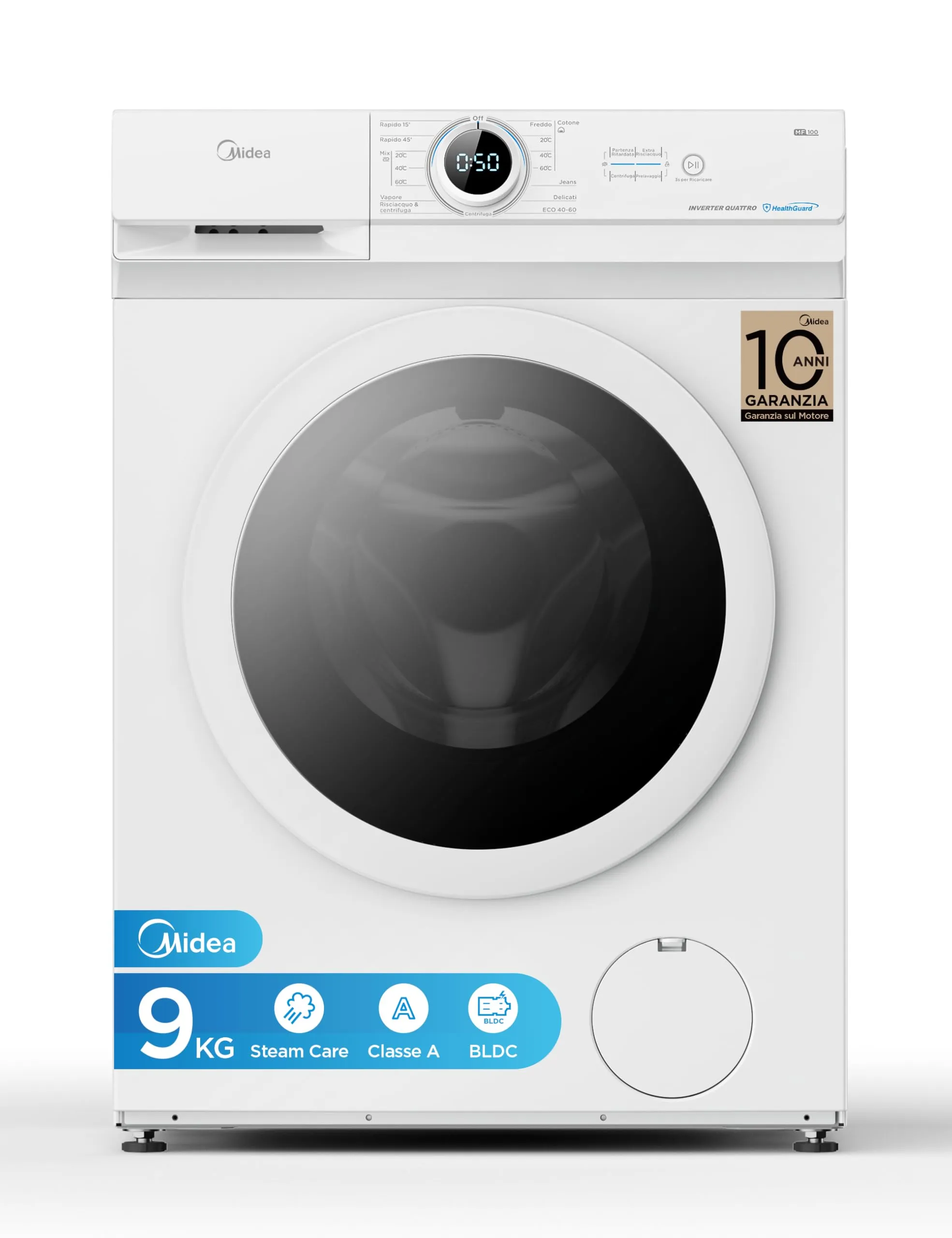 Midea MF10EW90B Lavatrice Slim 9 kg Classe A 1400 Giri Motore BLDC - immagine 1