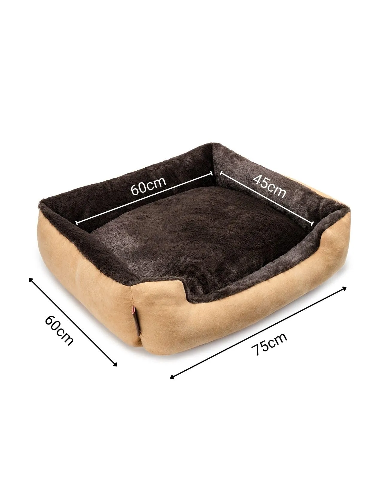 lionto Cuccia per Cani con Cuscino Reversibile, 75 x 60 cm, Beige/Marrone - immagine 4