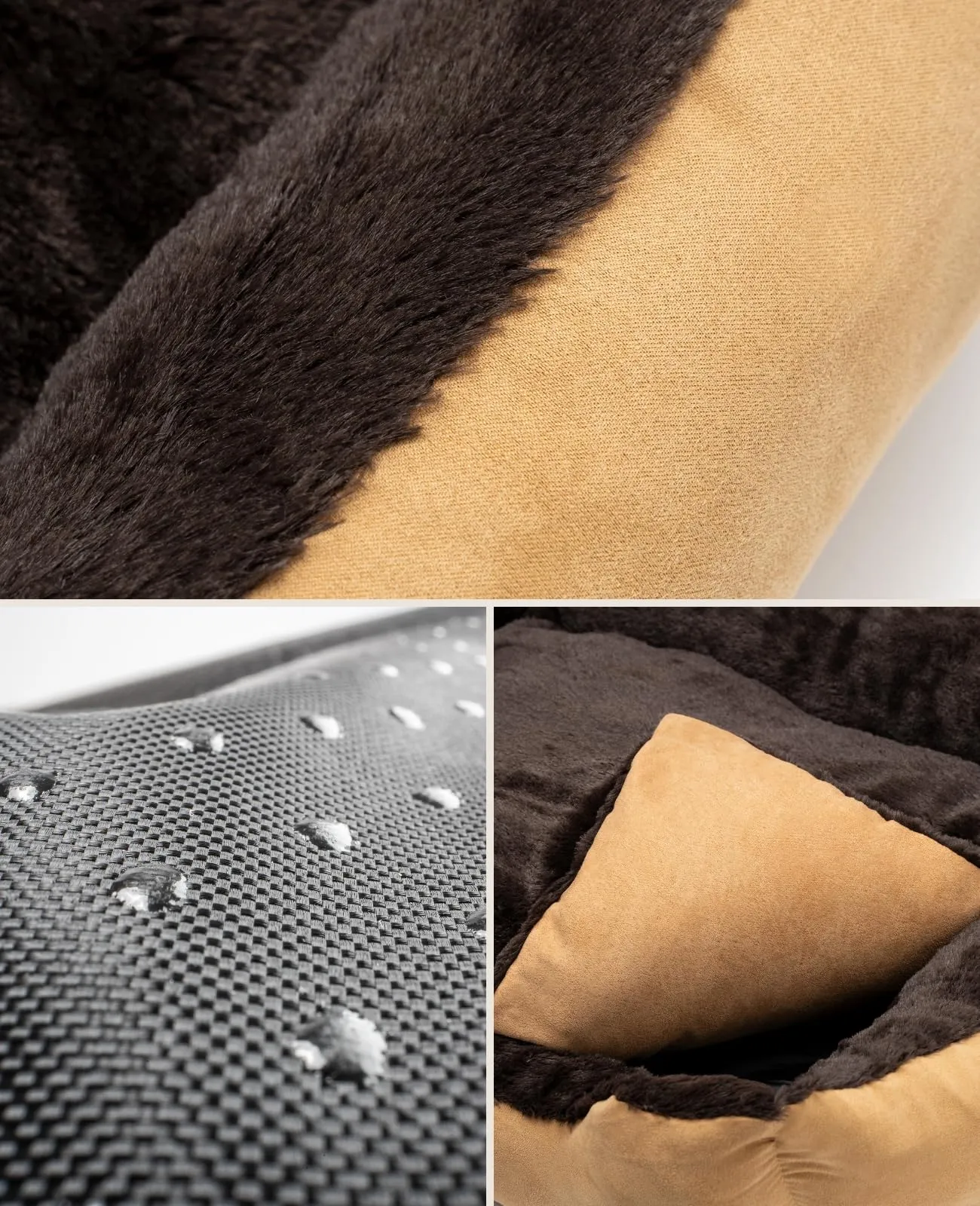 lionto Cuccia per Cani con Cuscino Reversibile, 50 x 37 cm, Beige/Marrone - immagine 3