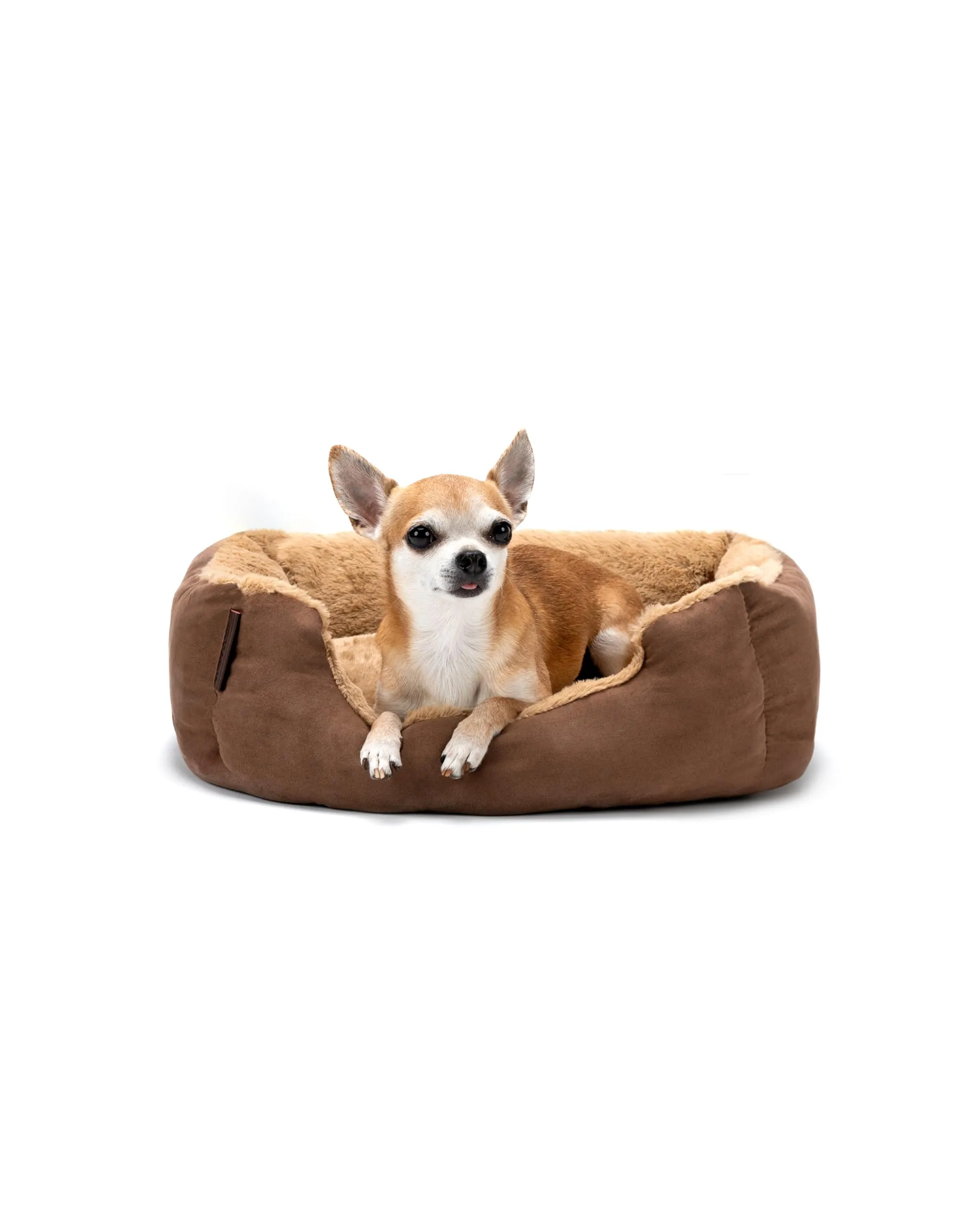 lionto Letto per cani con cuscino reversibile e base antiscivolo, 50x37 cm, marrone/beige - immagine 1