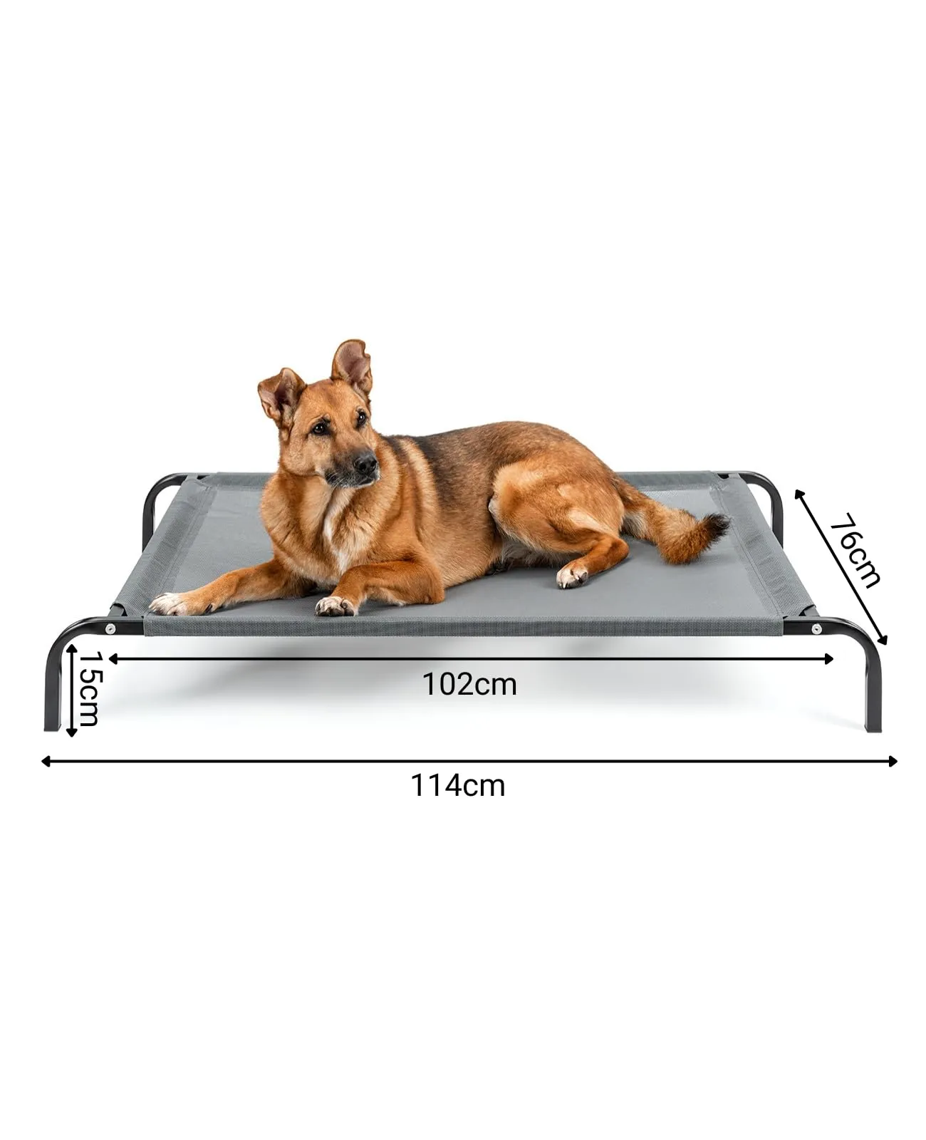 lionto Lettino Rialzato da Esterno per Cani, 114 x 76 cm, Grigio - immagine 5