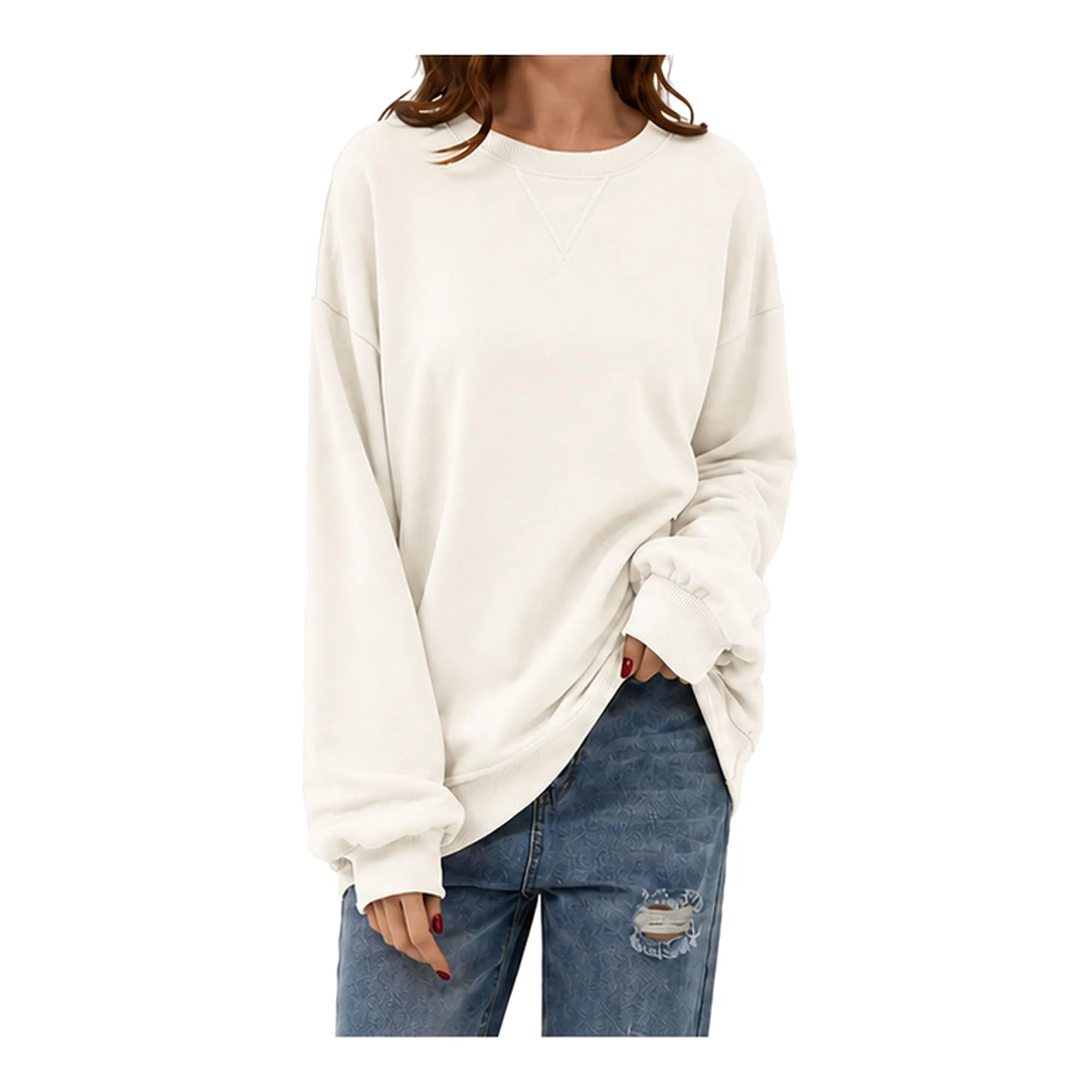 DUOEASE Felpa Donna Oversize a Righe Manica Lunga - immagine 1