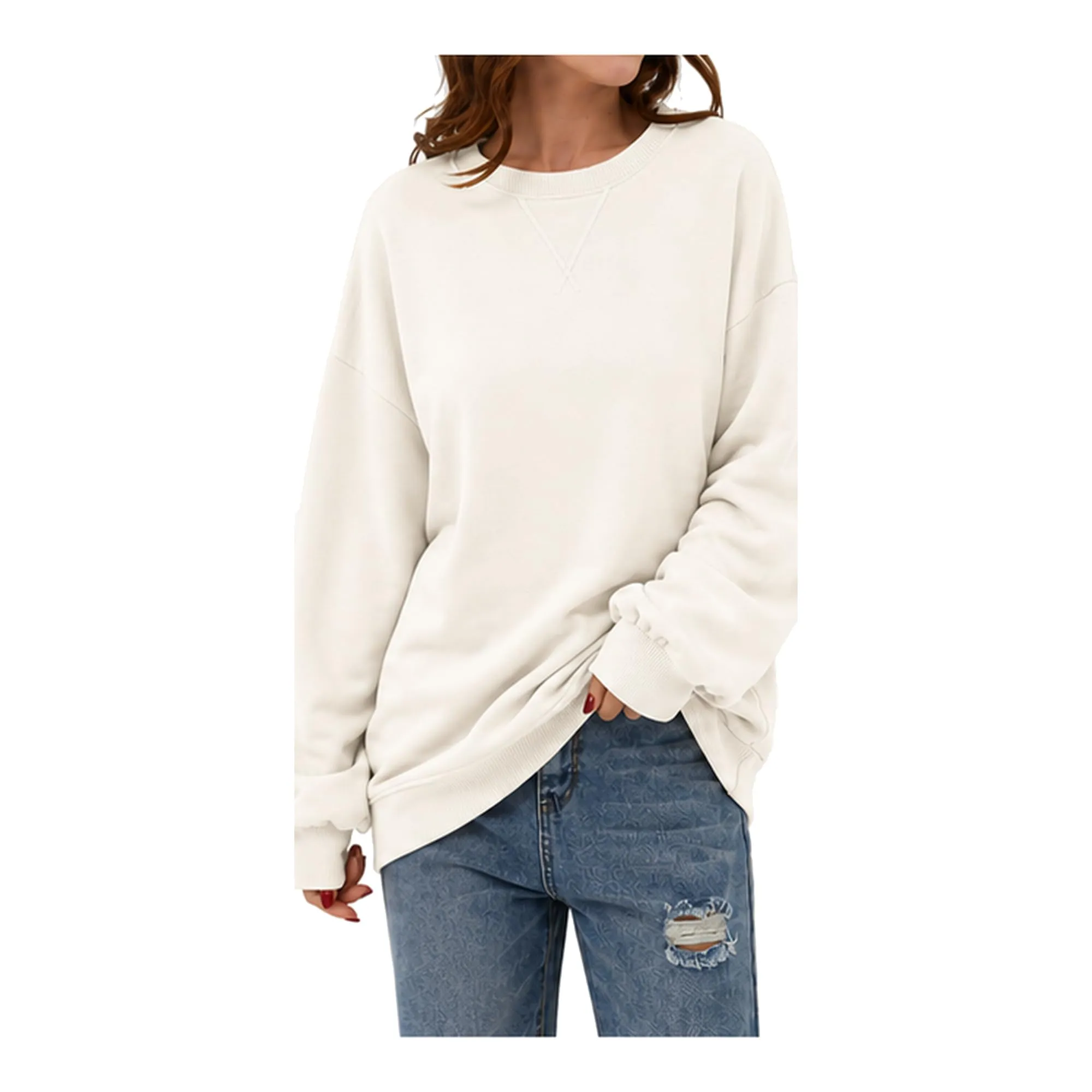 DUOEASE Felpa Donna Oversize a Righe Manica Lunga - immagine 2