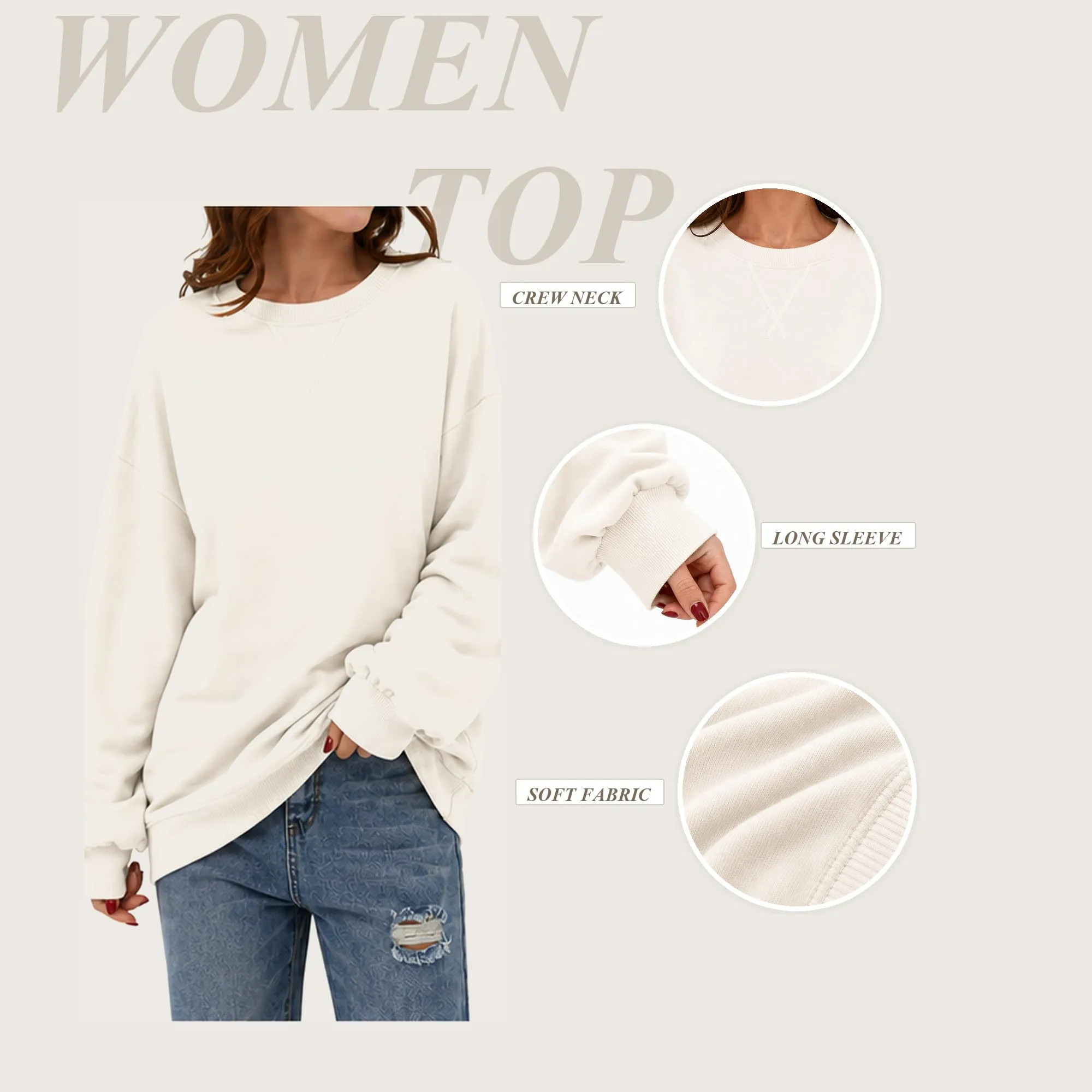 DUOEASE Felpa Donna Oversize a Righe Manica Lunga - immagine 5