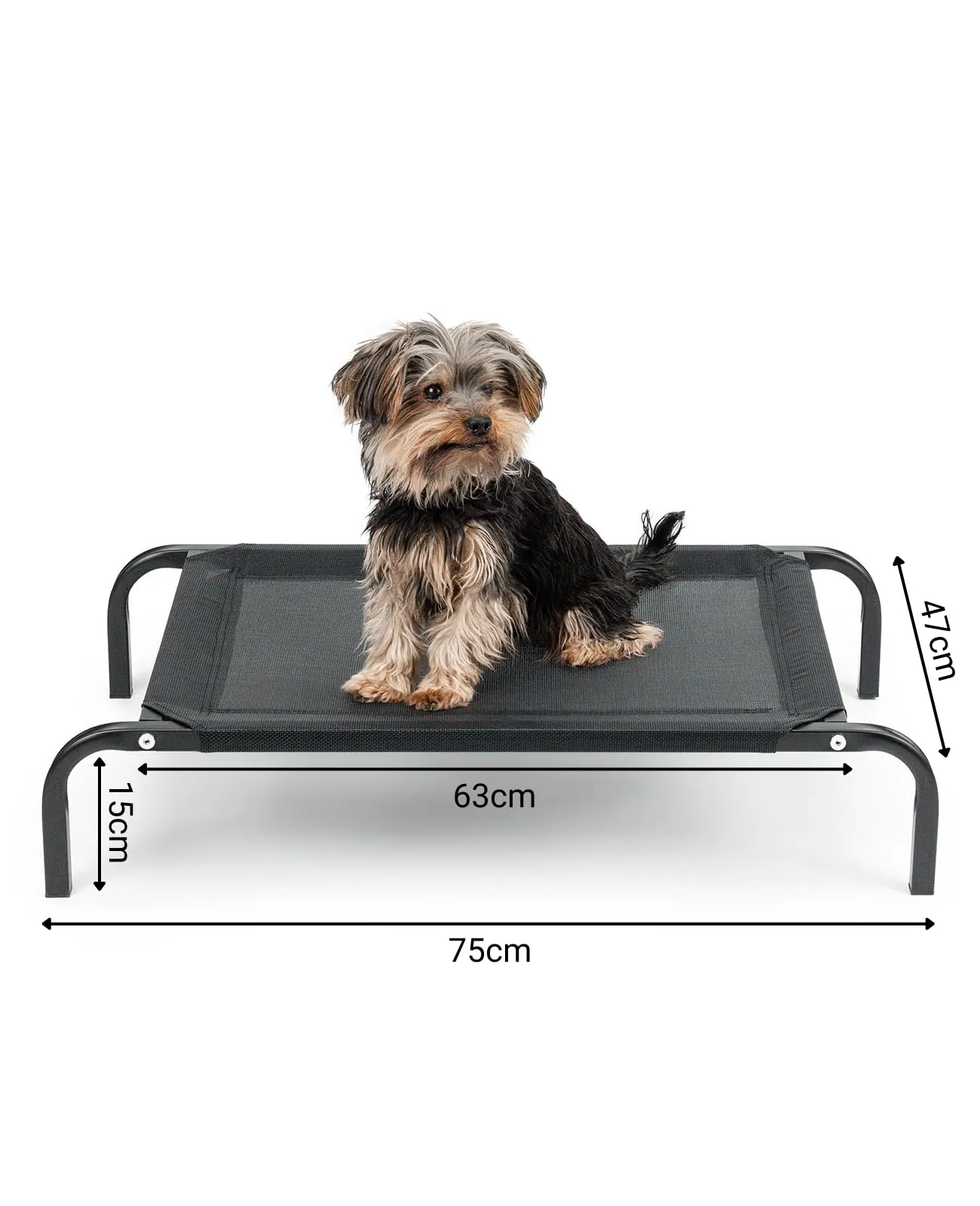 lionto Lettino Rialzato da Esterno per Cani, 75 x 47 cm, Nero - immagine 5