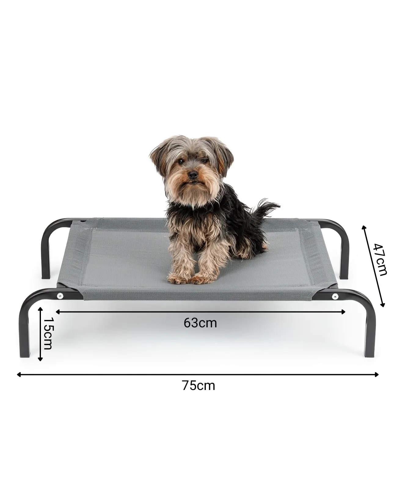 lionto Lettino Rialzato da Esterno per Cani, 75 x 47 cm, Grigio - immagine 5
