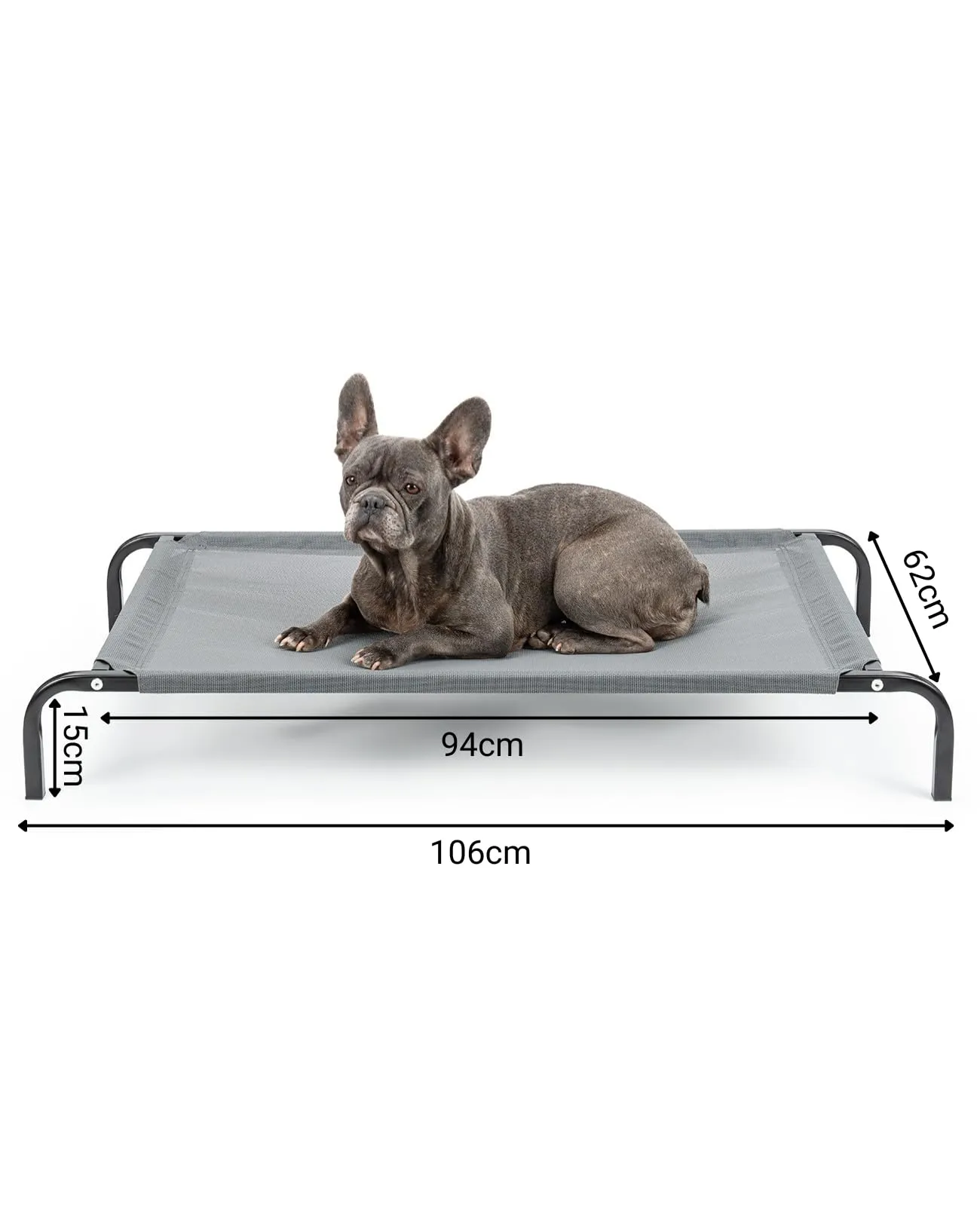lionto Lettino Rialzato da Esterno per Cani, 106 x 62 cm, Grigio - immagine 5