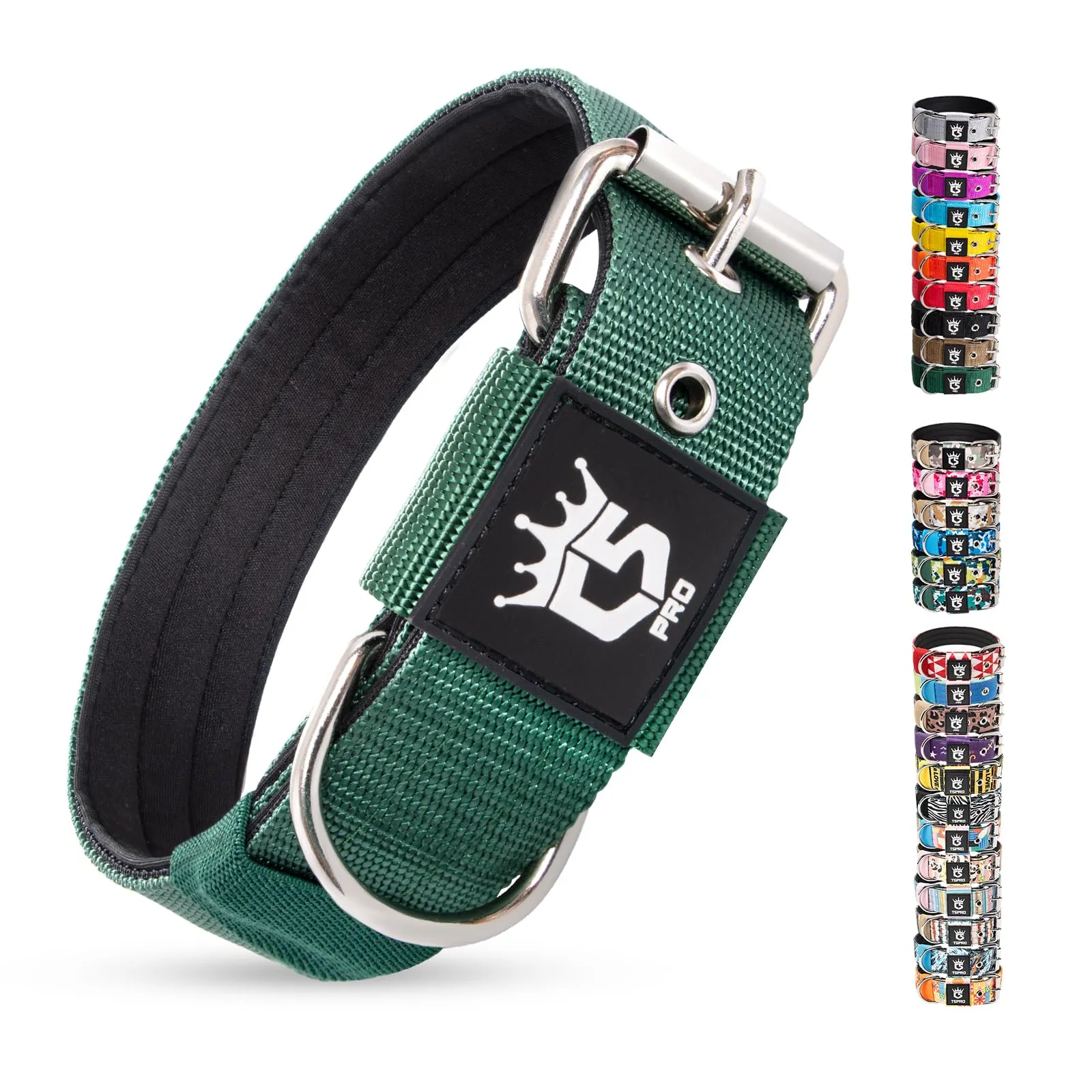 TSPRO Collare Tattico per Cane con Fodera Morbida, Verde, Taglia S (32–40 cm) - immagine 1