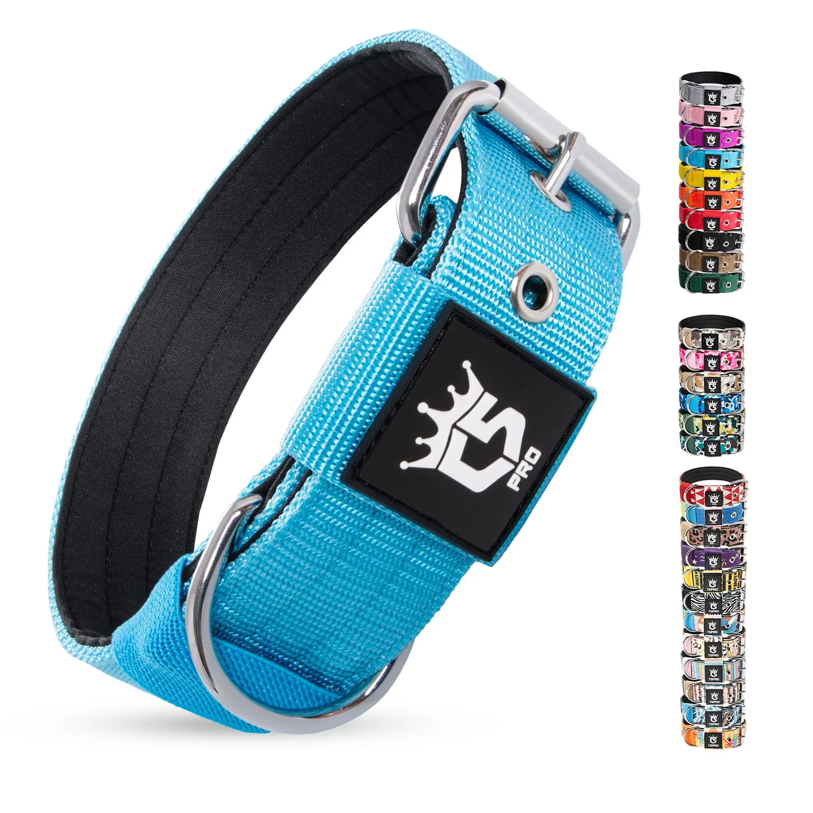 TSPRO Collare Tattico per Cane con Fodera Morbida, Taglia M, Blu - immagine 1