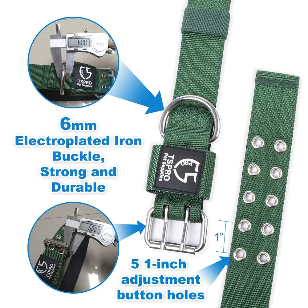 TSPRO Collare Tattico per Cani Grandi e Molto Grandi con Toppe Rimovibili, Taglia L-XL, Verde - immagine 4