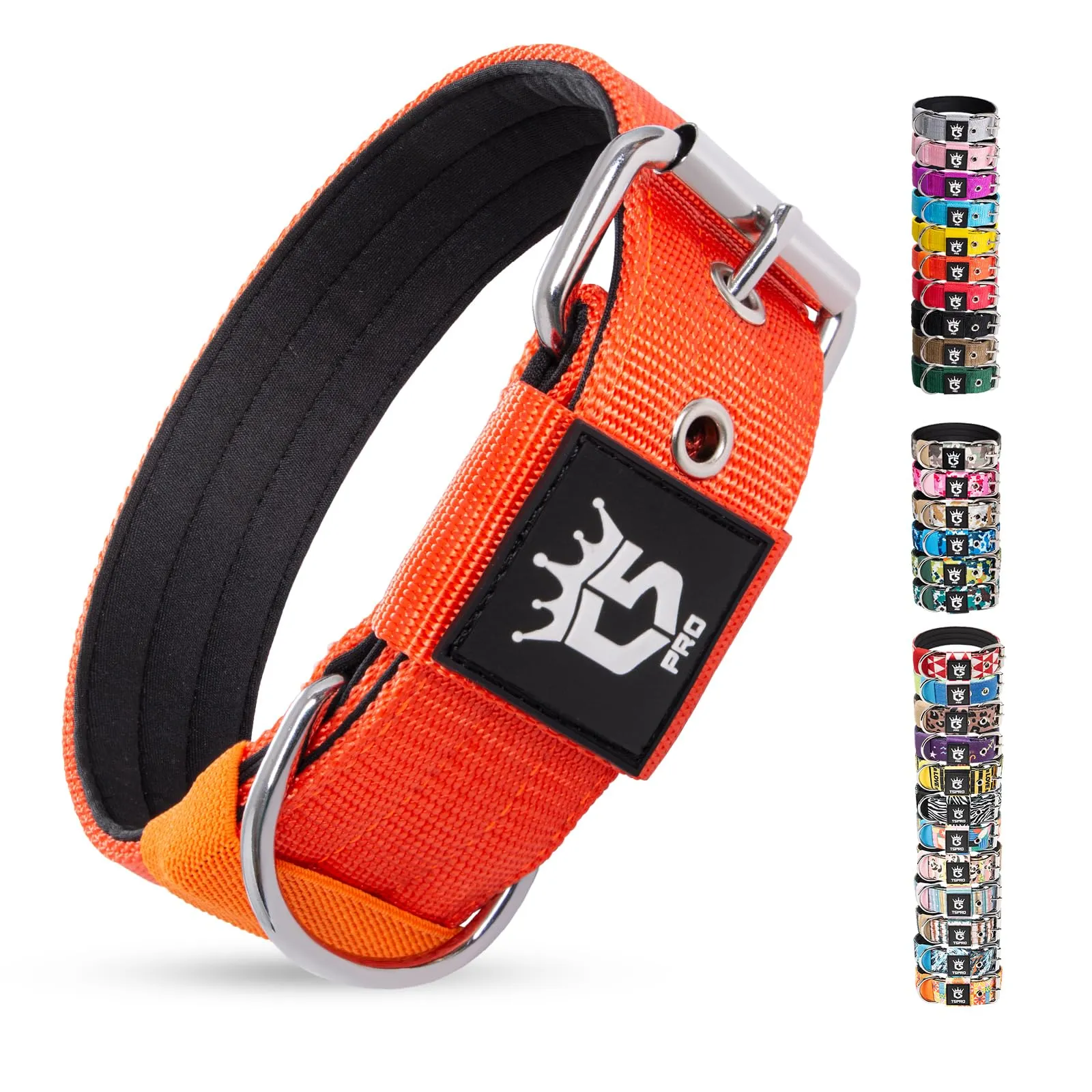 TSPRO Collare Tattico per Cane con Fodera Morbida, Taglia M, Arancione - immagine 1