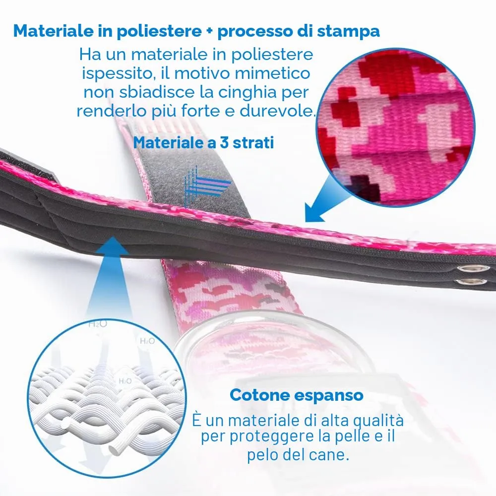 TSPRO Collare Tattico per Cane con Fodera Morbida, Taglia M (40–48 cm), Camo Rosa - immagine 5