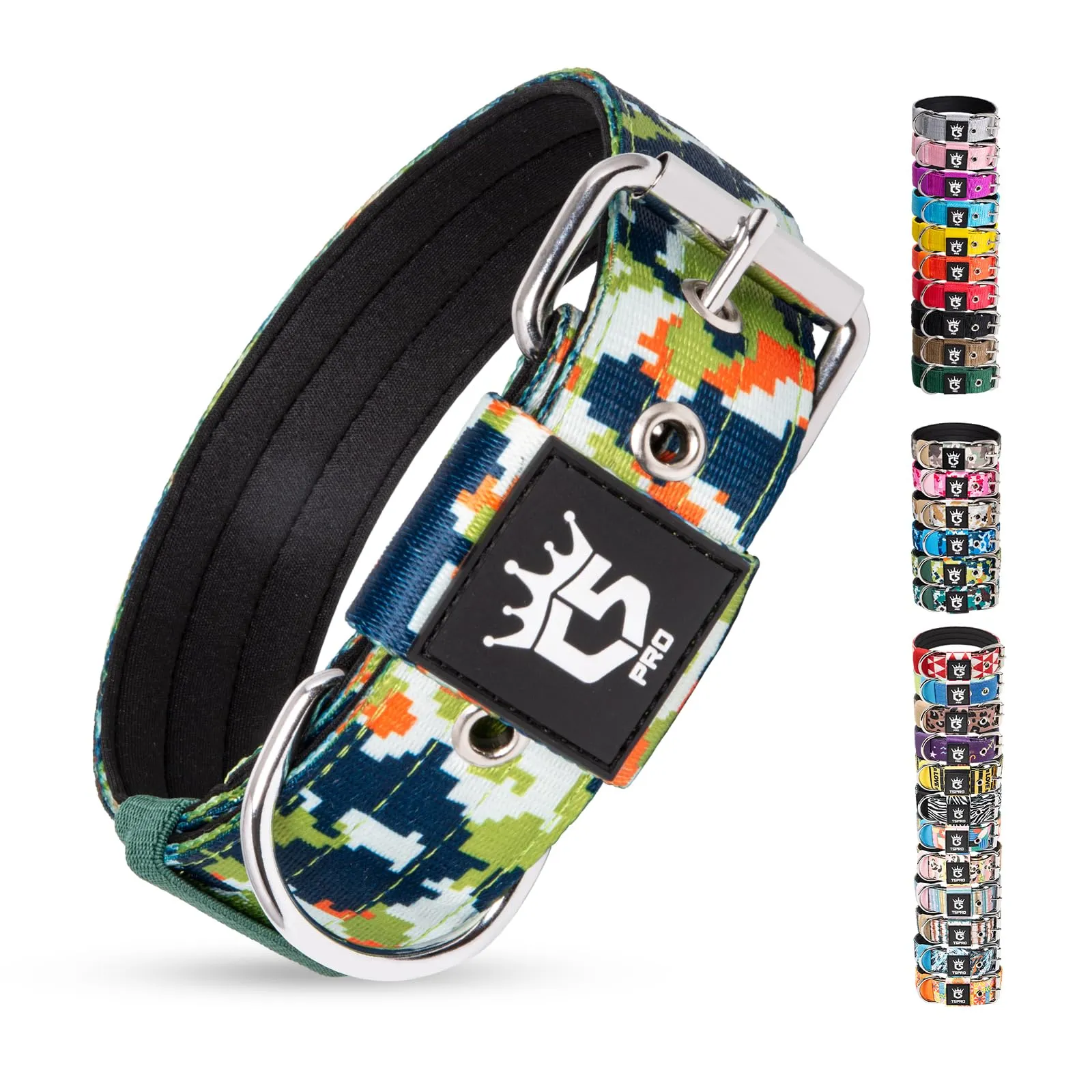 TSPRO Collare Tattico per Cane con Fodera Morbida, Camo Verde, Taglia L (48–55 cm) - immagine 1