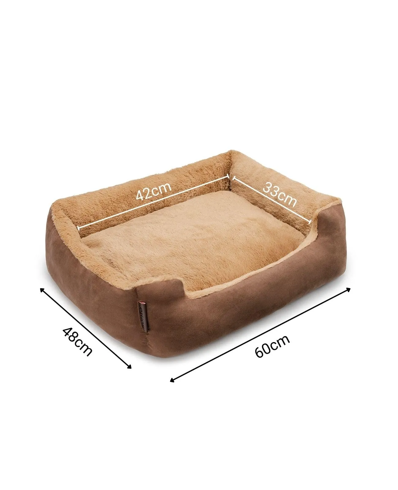 lionto Cuccia per Cani con Cuscino Reversibile, 60 x 48 cm, Marrone/Beige - immagine 4