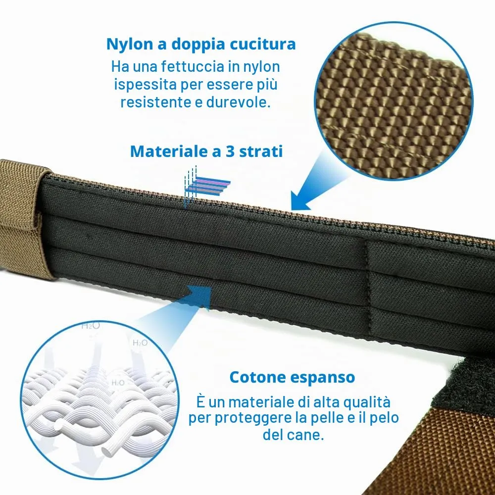 TSPRO Collare Tattico per Cani Grandi e Molto Grandi con Toppe Rimovibili, Taglia L-XL, Khaki - immagine 5
