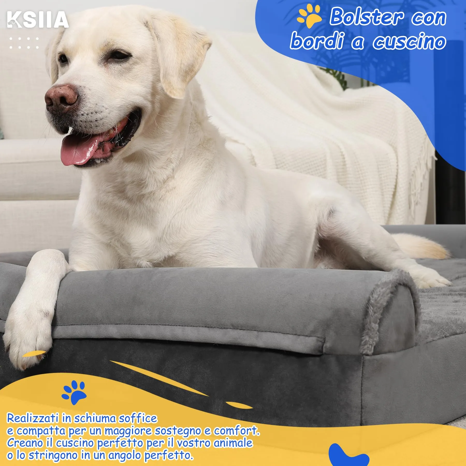 KSIIA Cuccia per Cane Interno, XL, Grigio, 105x70x18cm - immagine 6