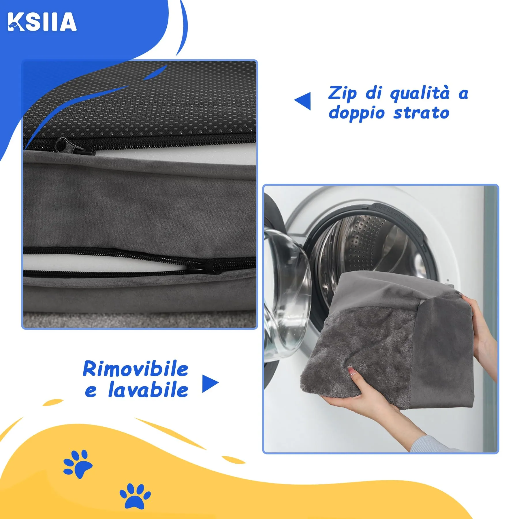 KSIIA Cuccia Cane Interno Taglia Grande, L-Plus Grigio 91x68x16cm - immagine 6
