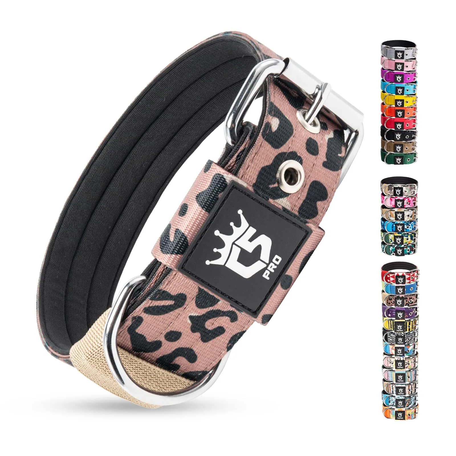 TSPRO Collare Tattico per Cane con Fodera Morbida, Taglia S (32–40 cm), Stampa Leopardata - immagine 1