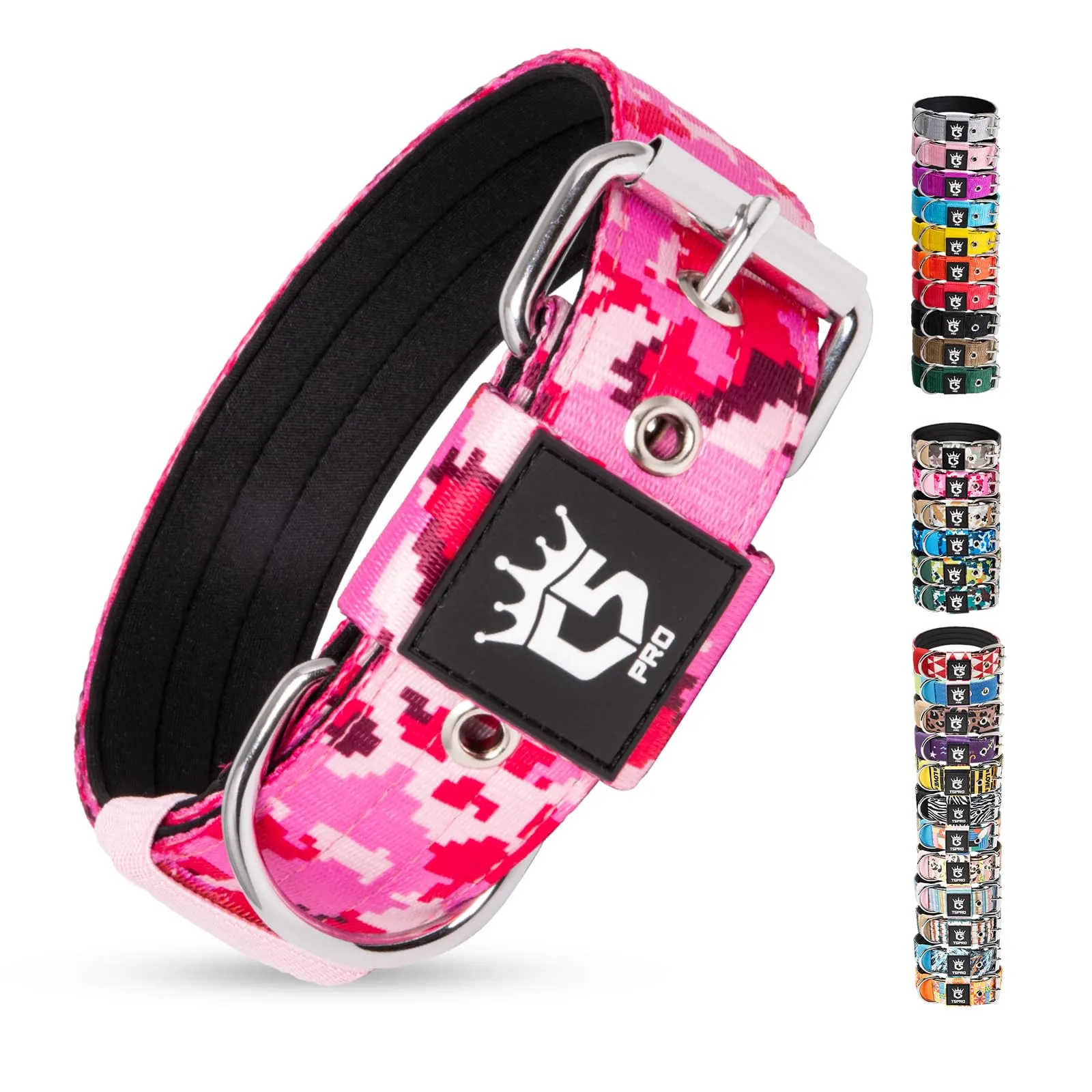 TSPRO Collare Tattico per Cane con Fodera Morbida, Taglia S (32–40 cm), Camo Rosa - immagine 1