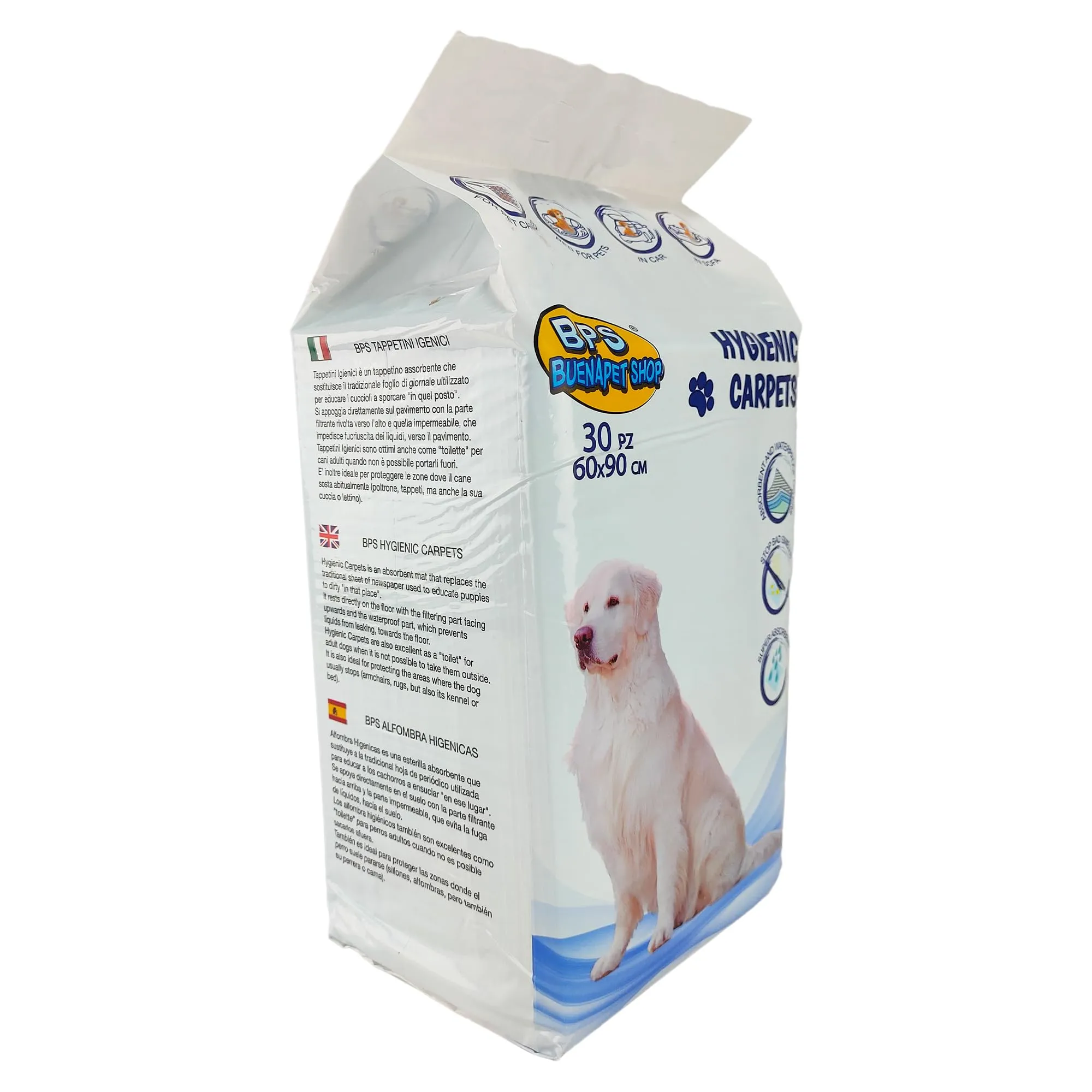 BPS Buena Pet Shop Tappetini Igienici per Cani, 60x90cm, 120 Pezzi (4 sacchi da 30 pezzi) - immagine 3