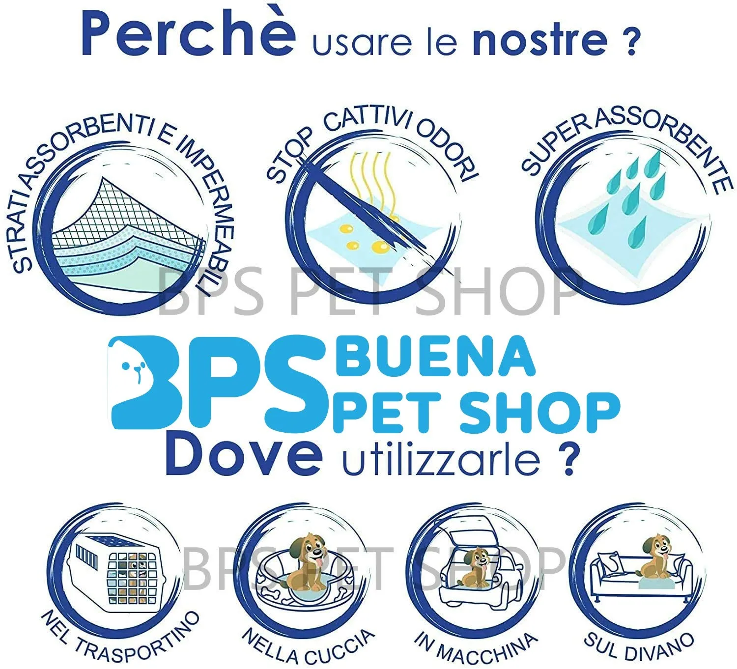 BPS Buena Pet Shop Tappetini Igienici per Cani, 60x90cm, 120 Pezzi (4 sacchi da 30 pezzi) - immagine 5