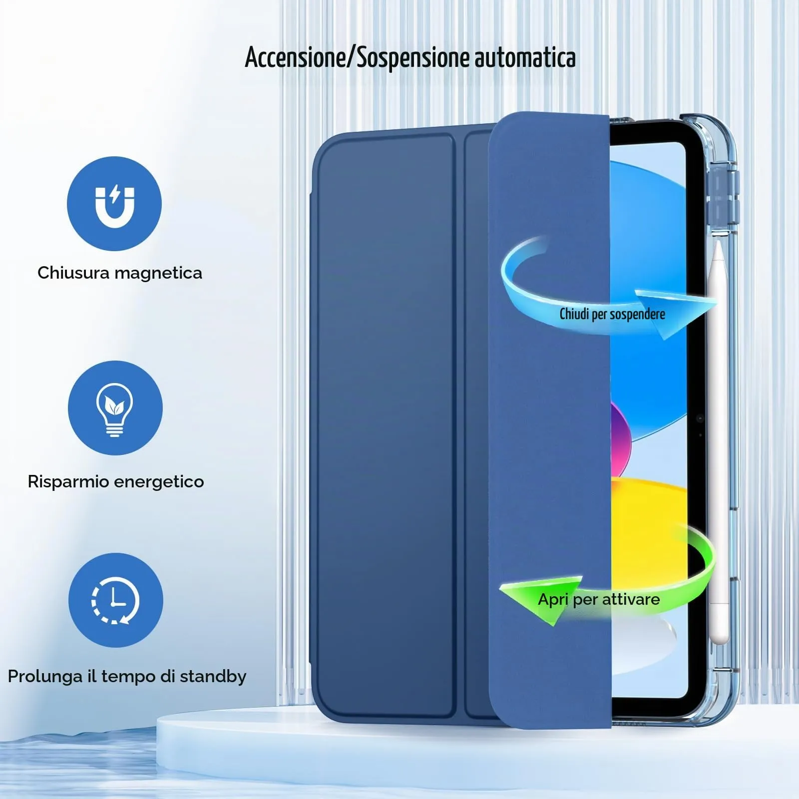 MoKo Cover per iPad 11a Generazione 11" e iPad 10a Generazione 10,9", Blu Marino - immagine 7