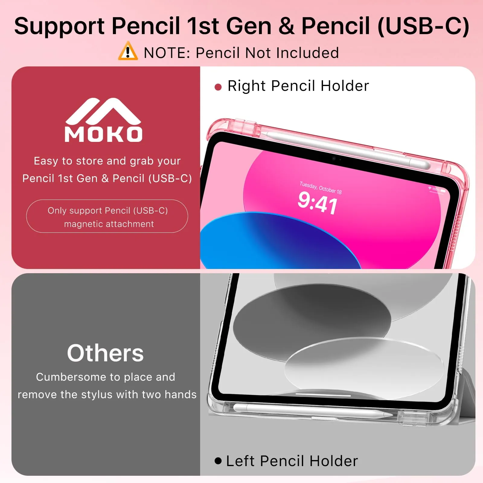 MoKo Cover per iPad 11a Generazione 11 Pollici e 10a Generazione 10,9 Pollici, Anguria Rosa - immagine 6