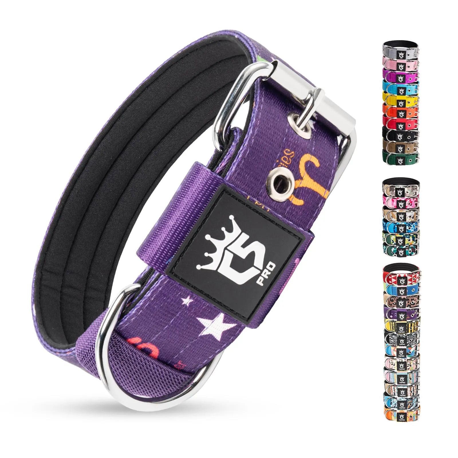 TSPRO Collare Tattico per Cane con Fodera Morbida, Taglia M (40–48 cm), Viola Costellazione - immagine 1