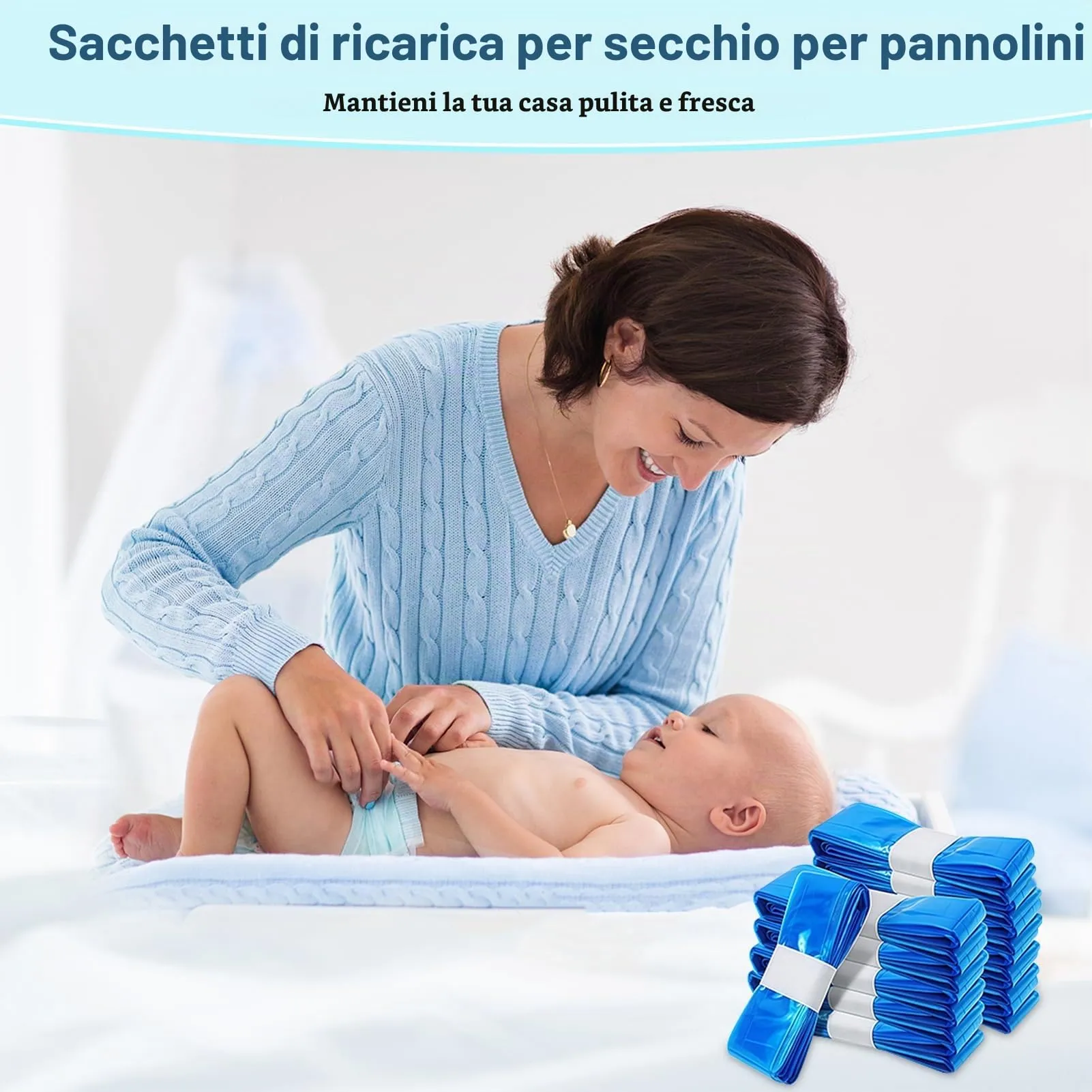 PARPAT Ricariche Sacchetti per Mangiapannolini Antiodore, 12 Pezzi, 4,5m x 26cm - immagine 3