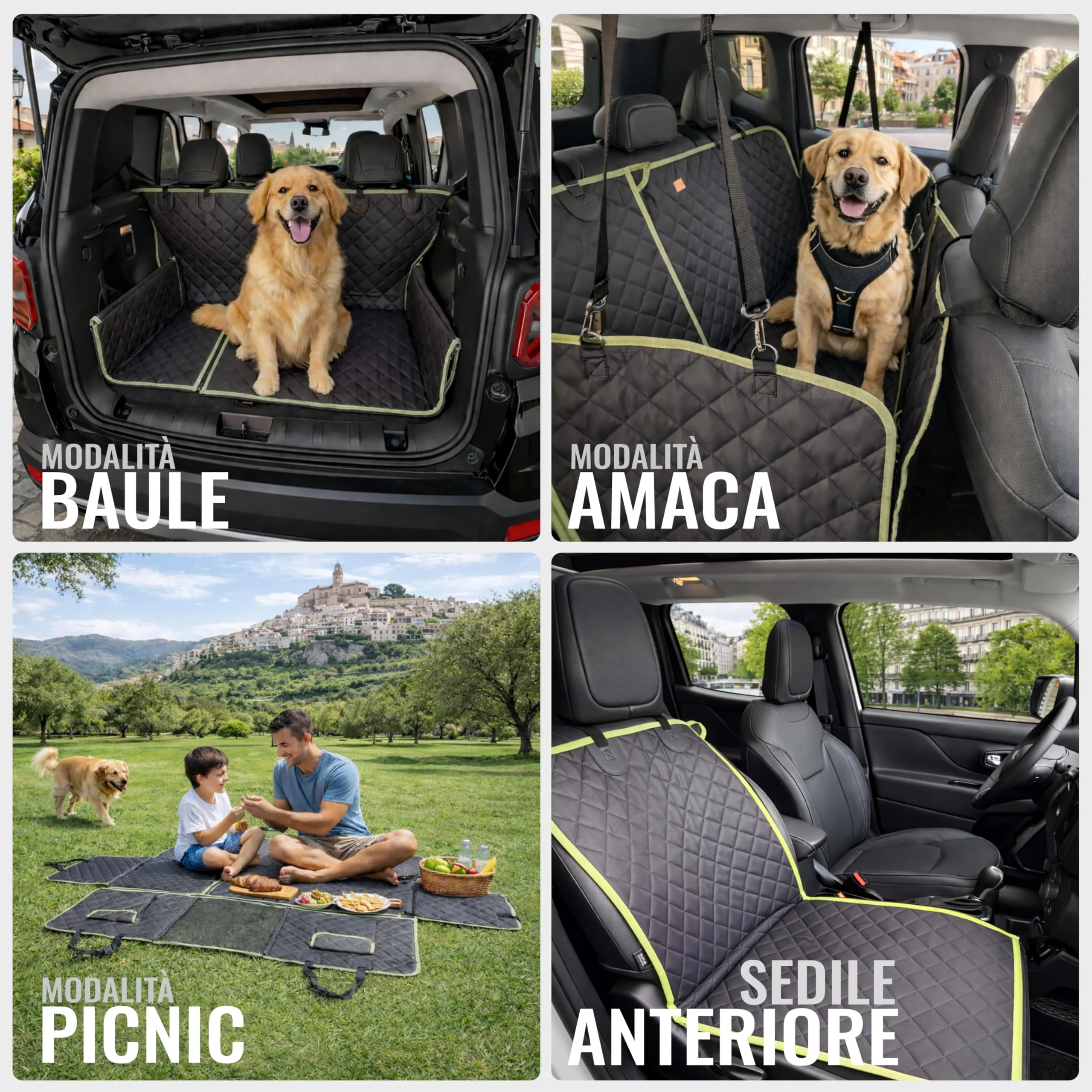Nafra Home Telo Cane Auto Sedili Posteriori 6-in-1 Impermeabile 600D con Finestra a Rete e Protezione Laterale - immagine 2