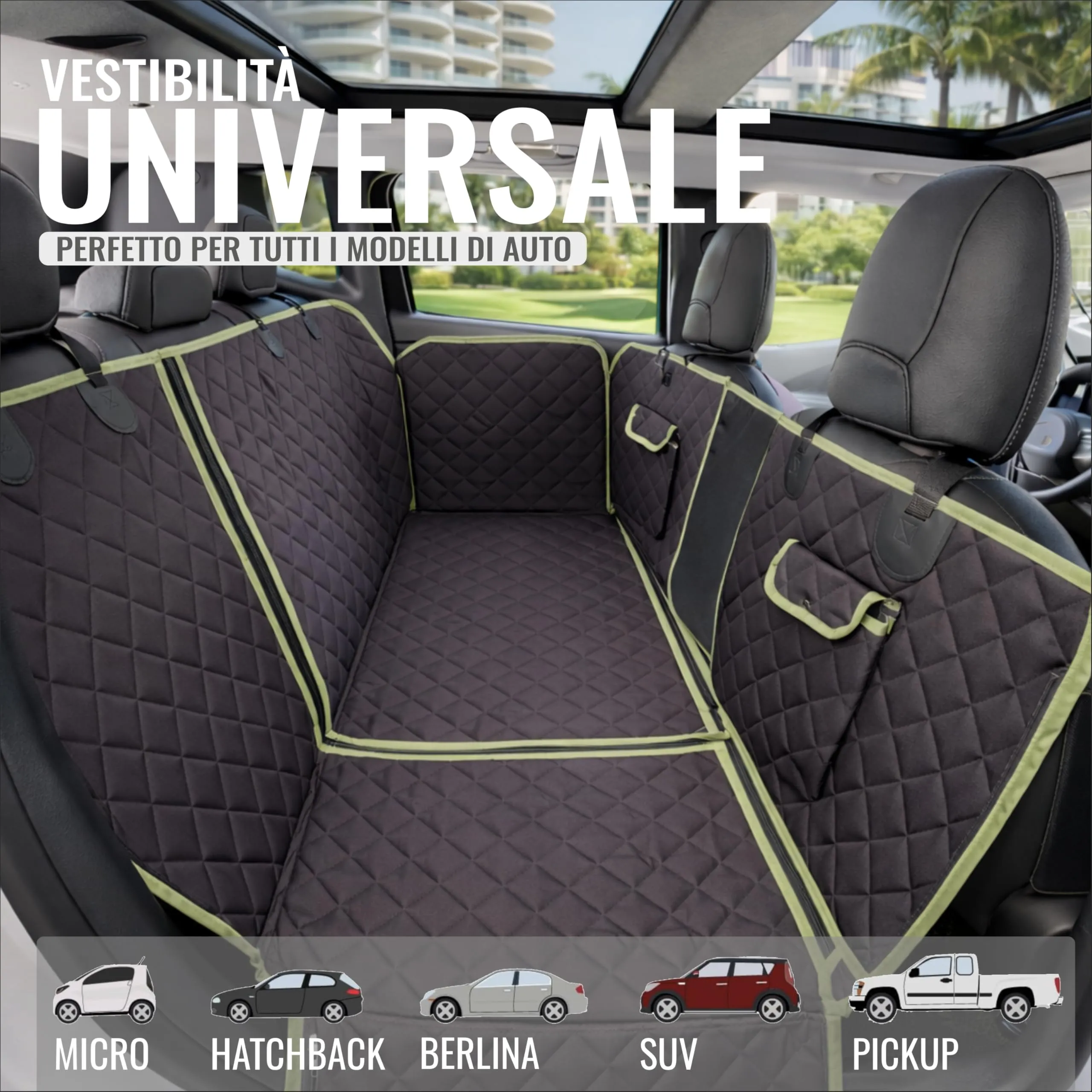 Nafra Home Telo Cane Auto Sedili Posteriori 6-in-1 Impermeabile 600D con Finestra a Rete e Protezione Laterale - immagine 6