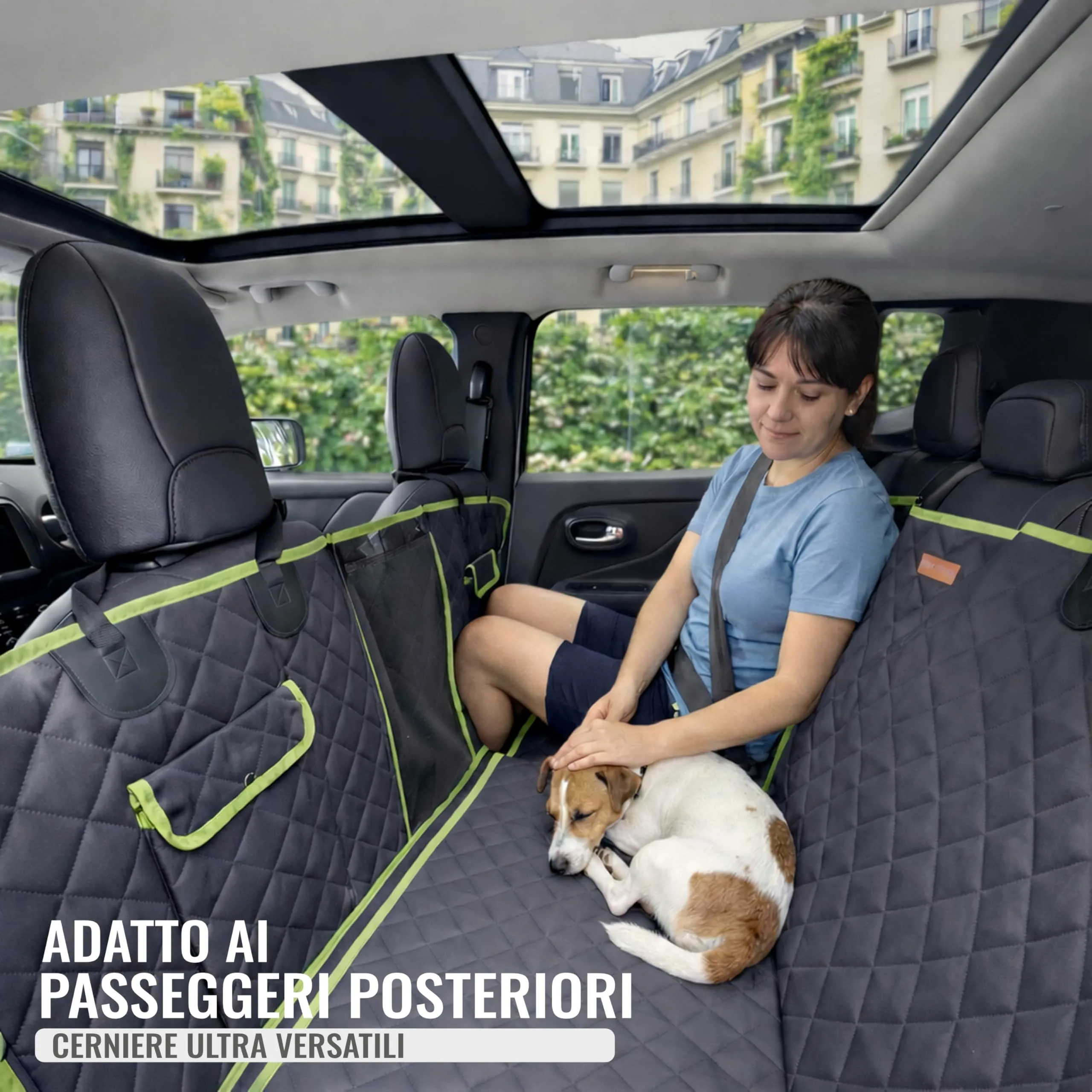 Nafra Home Telo Cane Auto Sedili Posteriori 6-in-1 Impermeabile 600D con Finestra a Rete e Protezione Laterale - immagine 9