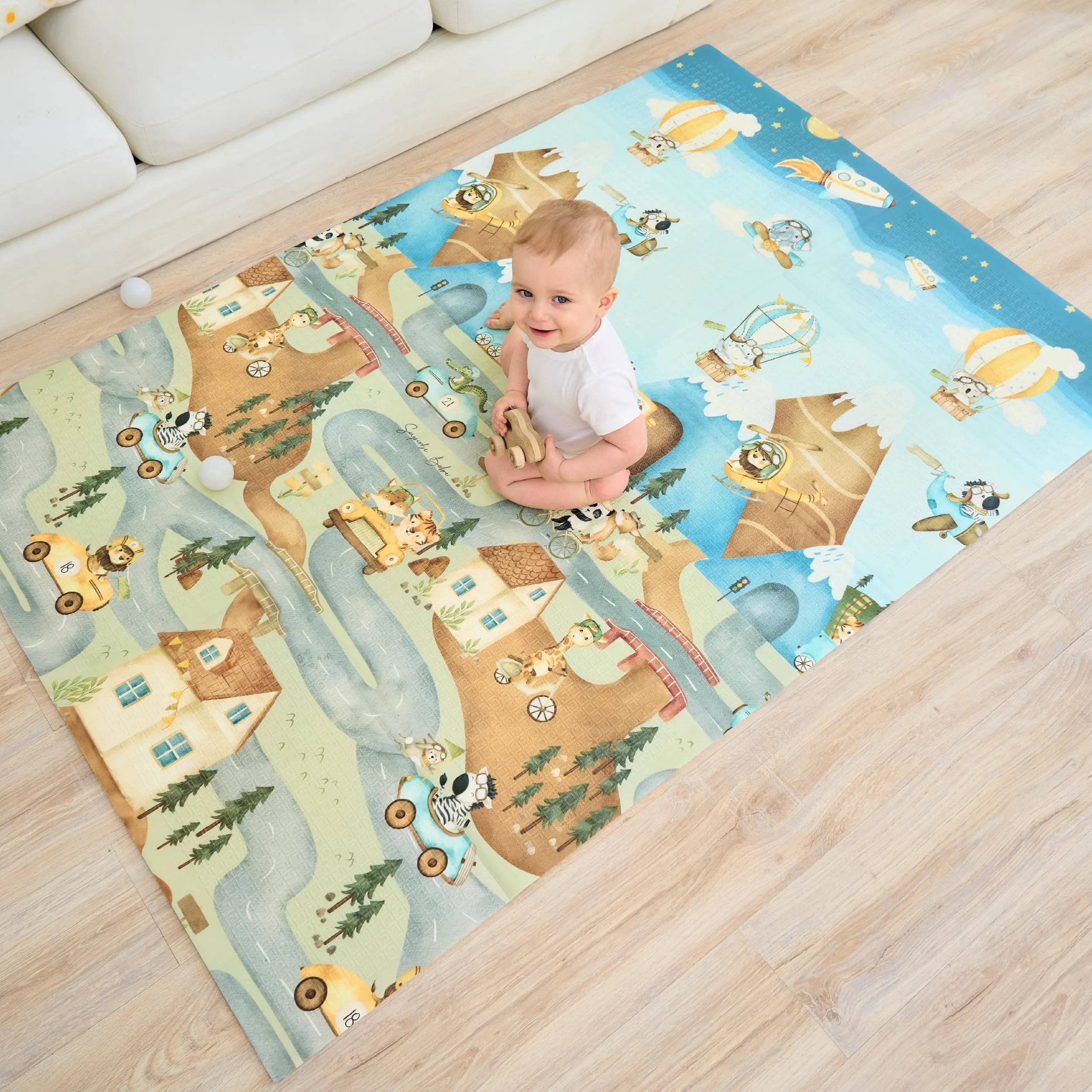 SUPERBE BEBE Tappeto Gioco Bambini Pieghevole 120x180x1cm Montessori Reversibile in Schiuma - immagine 1