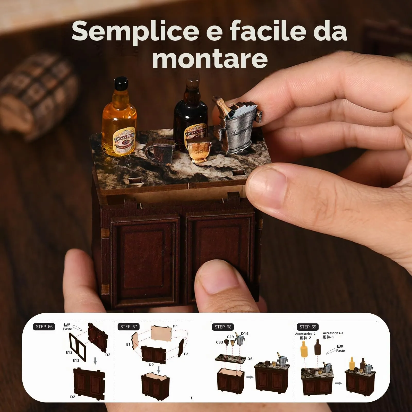 BATTREVO DIY Book Nook Kit Pub ad Angolo Miniature Wooden Puzzle House - immagine 3