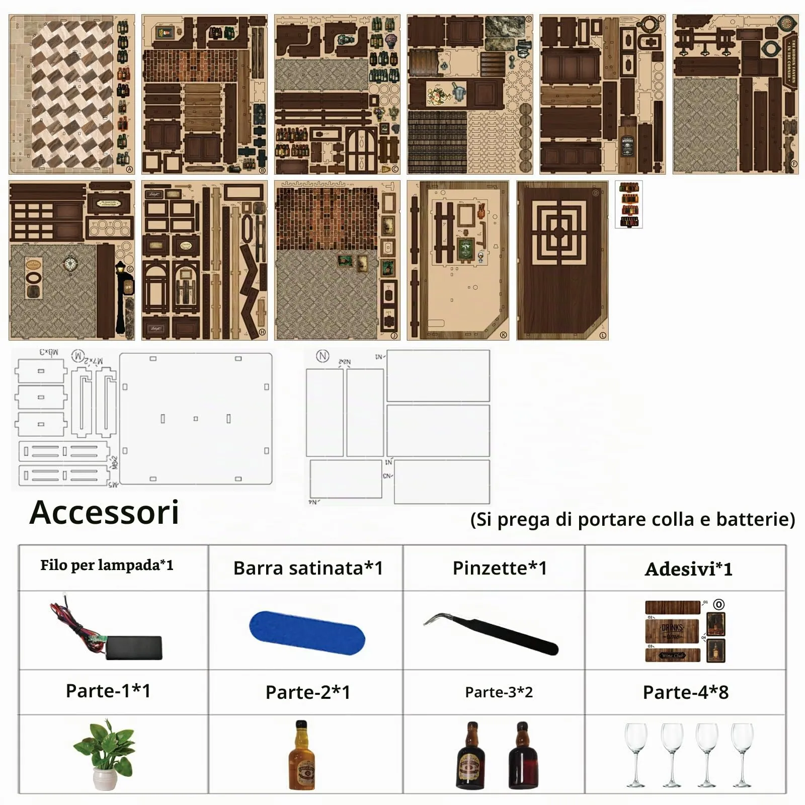 BATTREVO DIY Book Nook Kit Pub ad Angolo Miniature Wooden Puzzle House - immagine 6