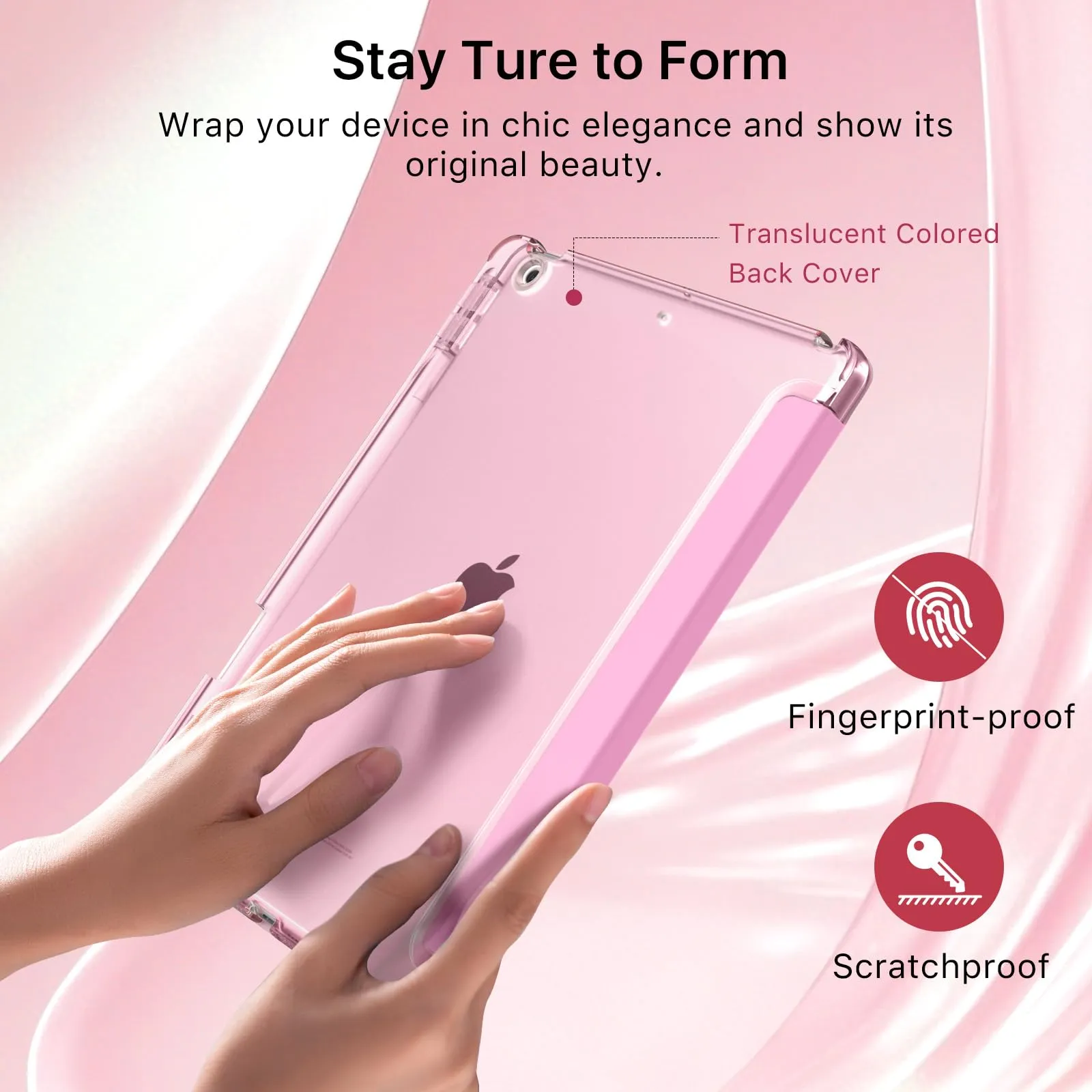 MoKo Cover per iPad 9a/8a/7a Generazione 10,2 Pollici con Portapenna, Rosa - immagine 5