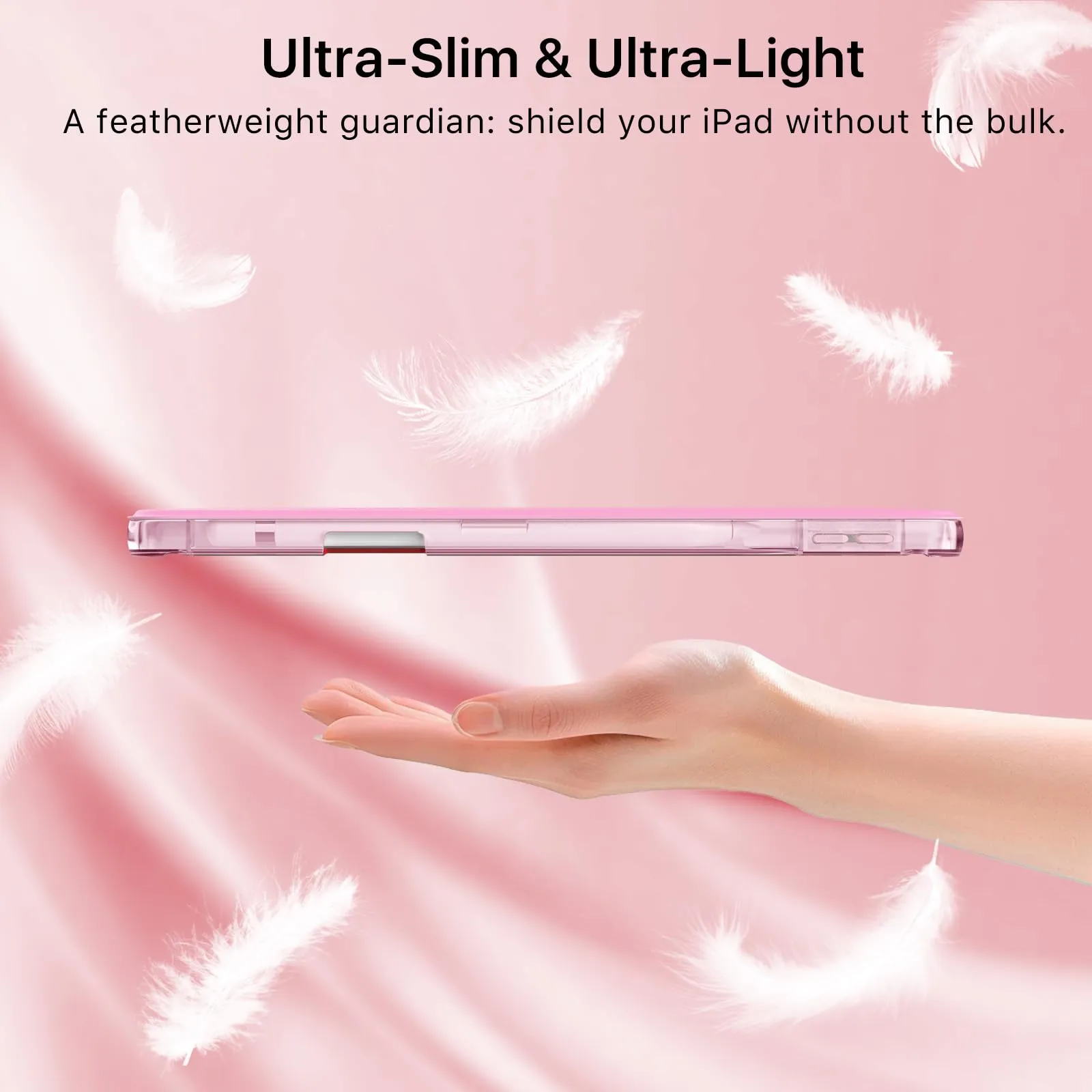 MoKo Cover per iPad 9a/8a/7a Generazione 10,2 Pollici con Portapenna, Rosa - immagine 8
