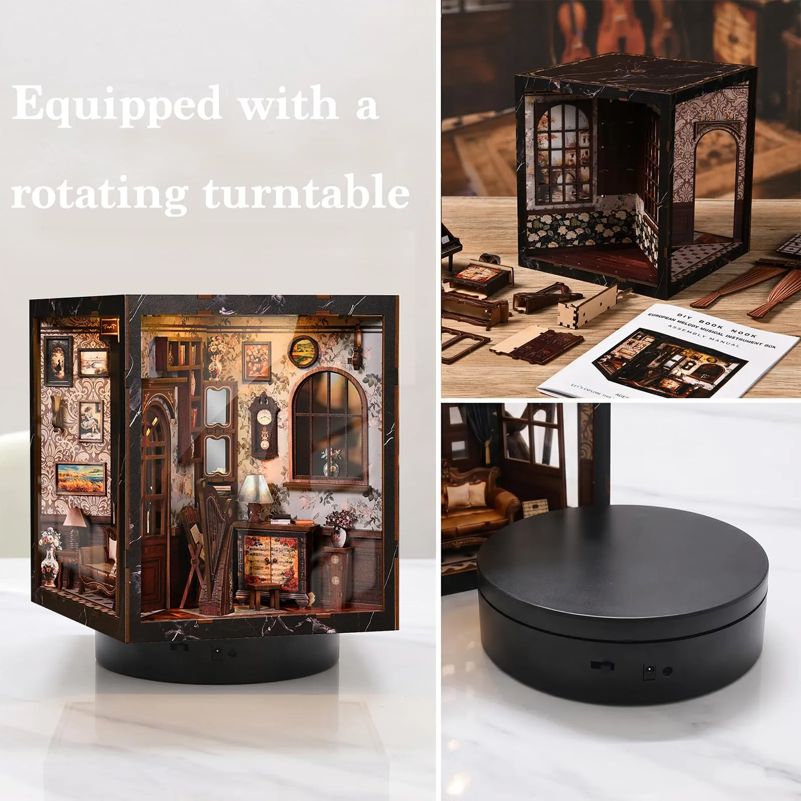 BATTREVO DIY Book Nook Kit Strumenti Classici with LED Light 3D Wooden Puzzle for Bookshelf Decor - immagine 3