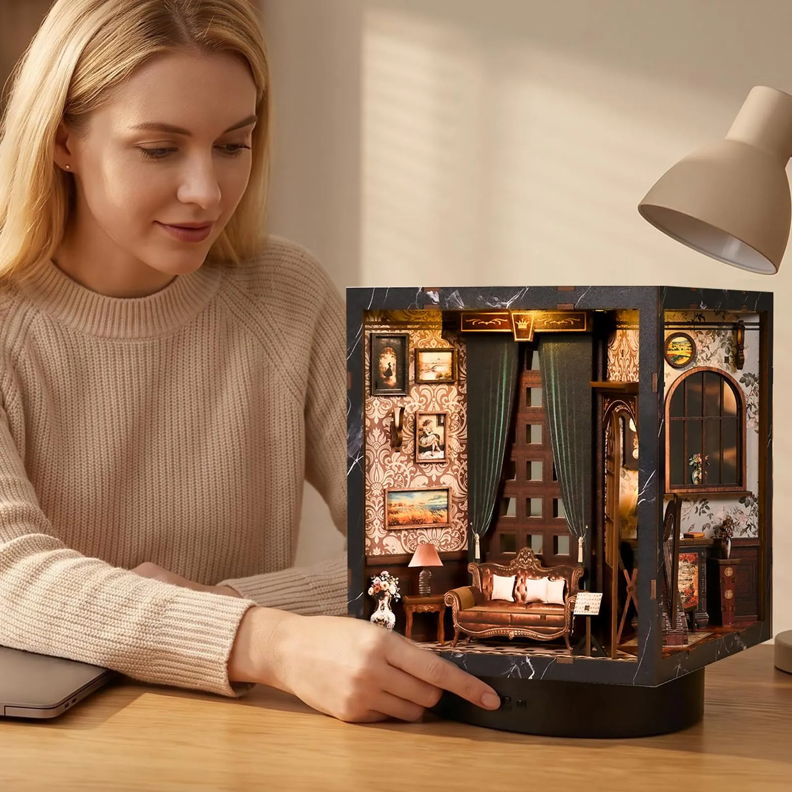BATTREVO DIY Book Nook Kit Strumenti Classici with LED Light 3D Wooden Puzzle for Bookshelf Decor - immagine 4