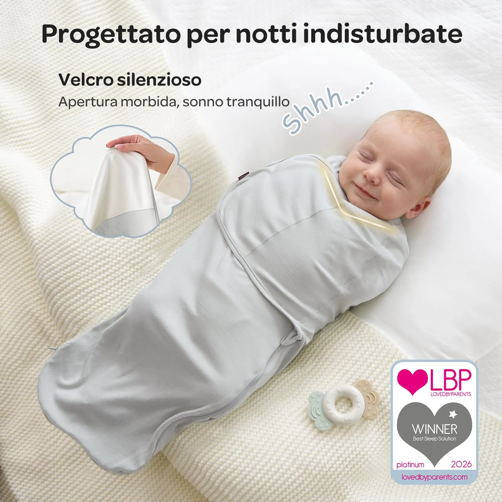 momcozy Swaddle Neonato in Bambù, 0-3 Mesi, 2 Pezzi, Grigio Blu - immagine 4