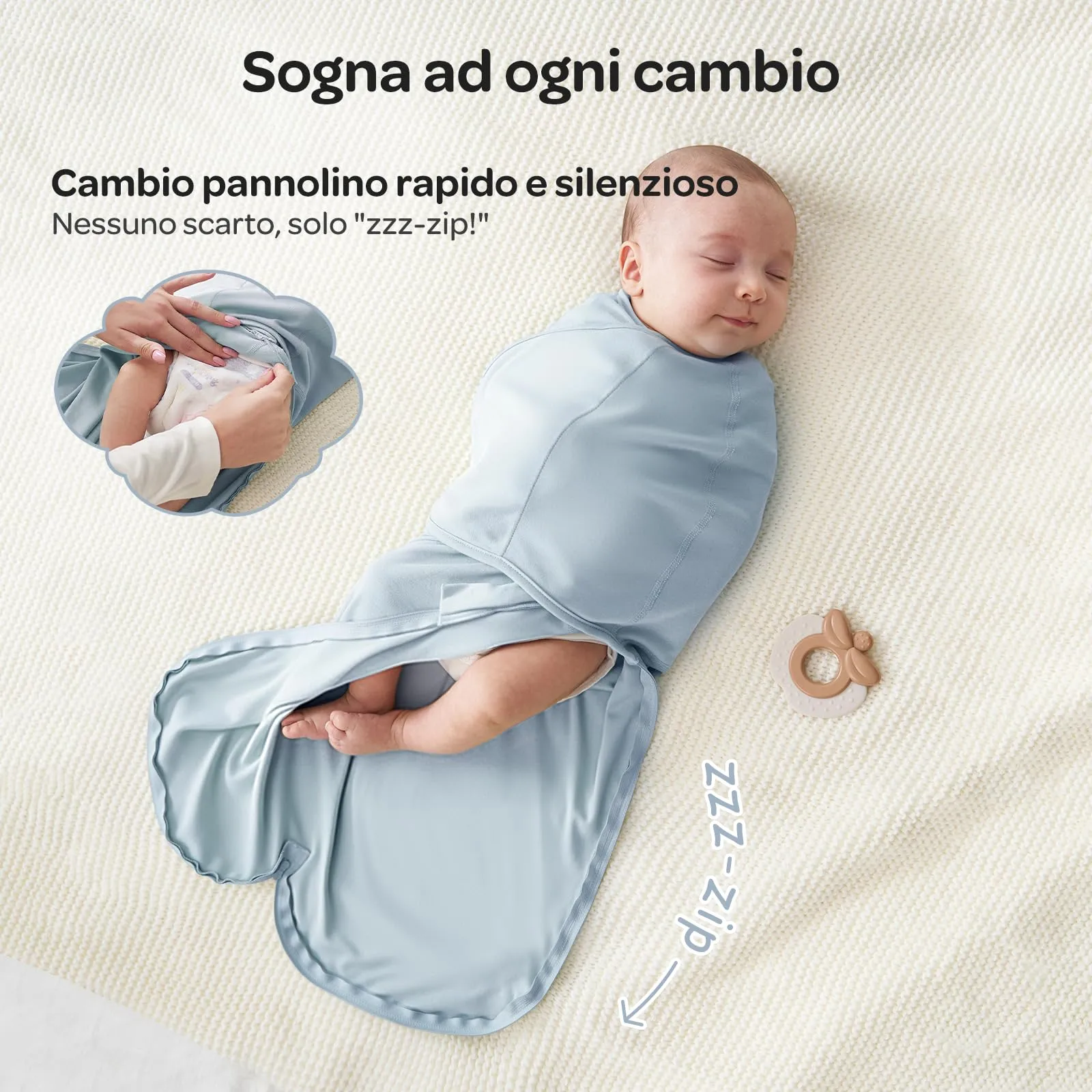 momcozy Swaddle Neonato in Bambù, 0-3 Mesi, 2 Pezzi, Grigio Blu - immagine 5