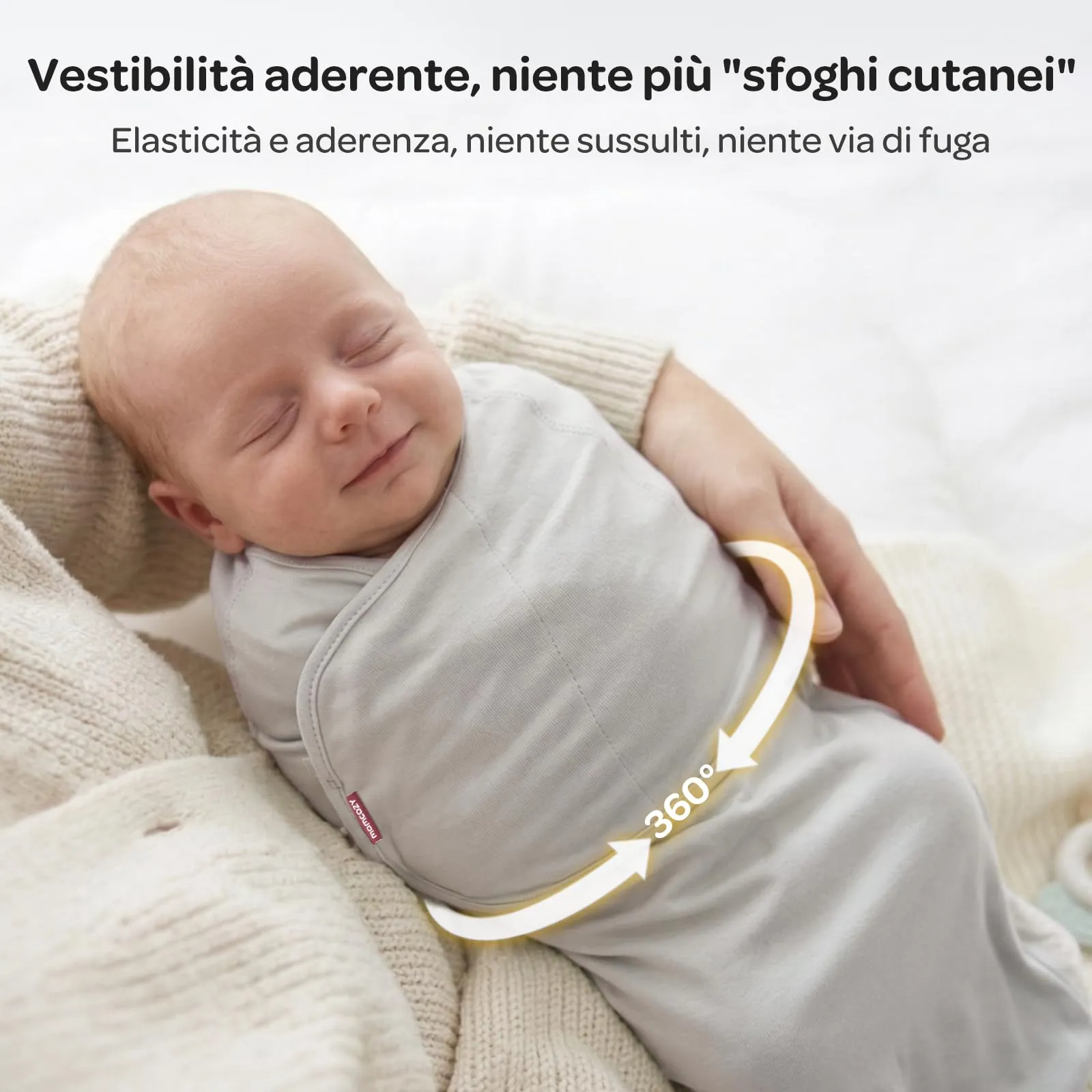 momcozy Swaddle Neonato in Bambù, 0-3 Mesi, 2 Pezzi, Grigio Blu - immagine 7