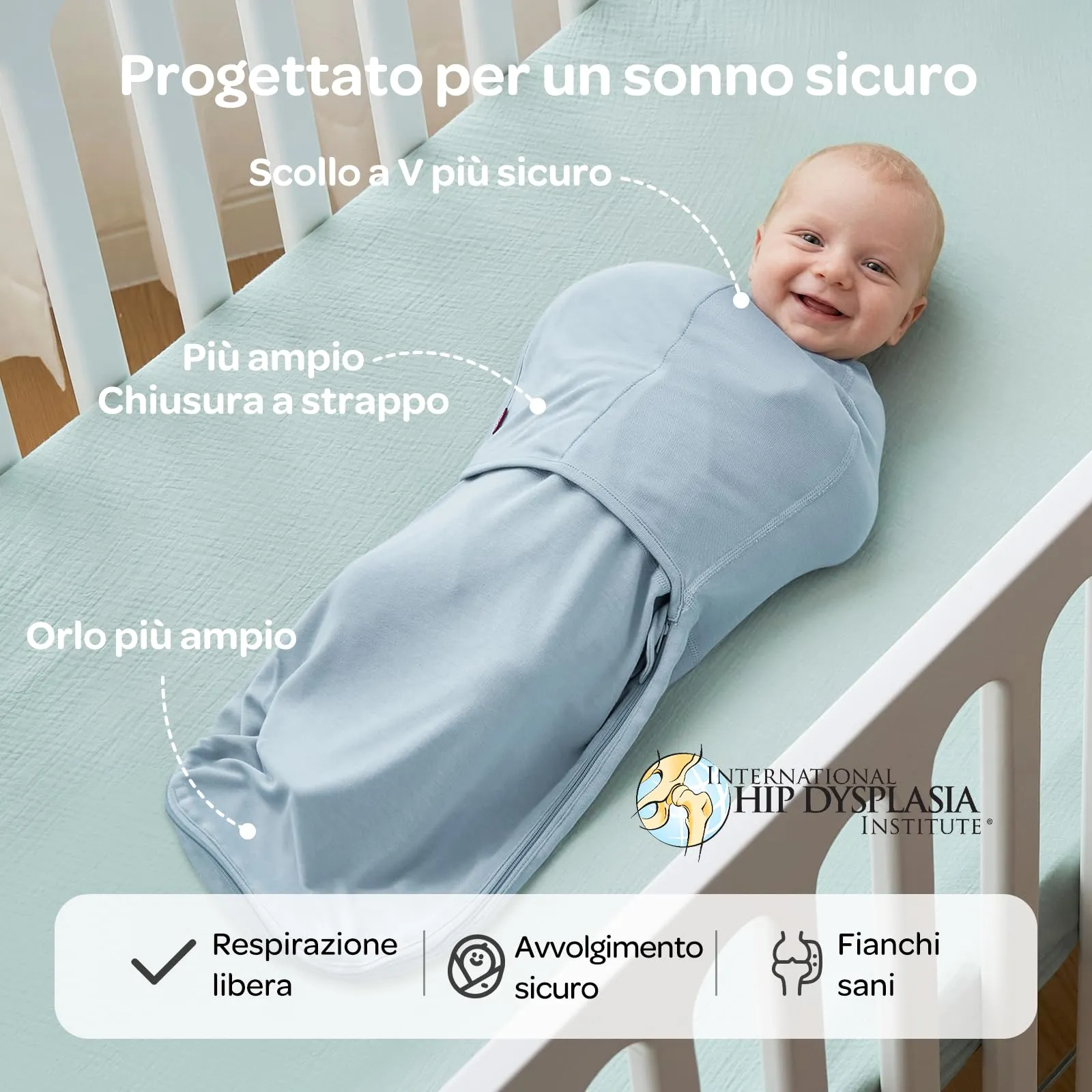 momcozy Swaddle Neonato in Bambù, 0-3 Mesi, 2 Pezzi, Grigio Blu - immagine 8
