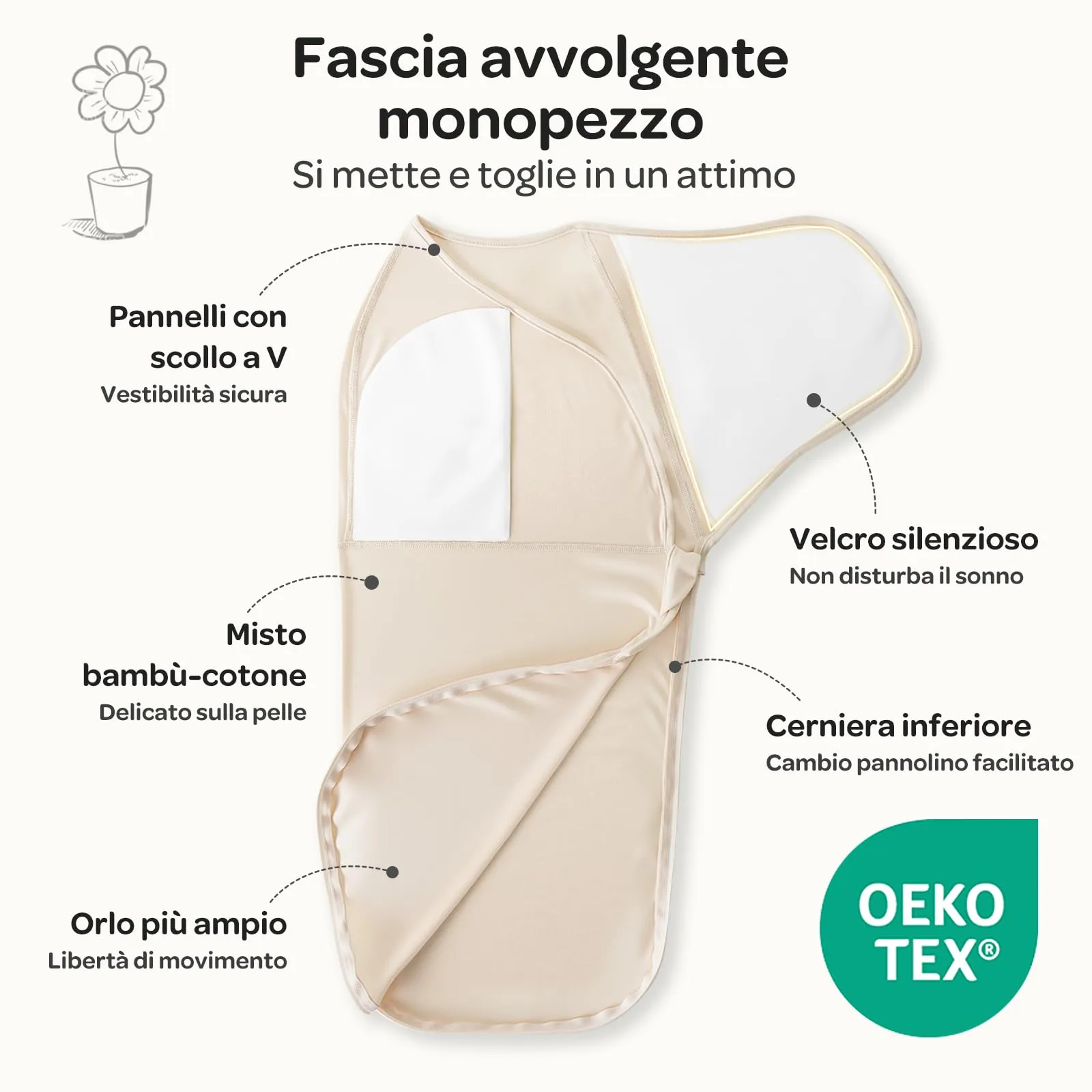 Momcozy Swaddle Bambù per Neonato 0-3 Mesi, 2 Pezzi, Marrone Caffè - immagine 2