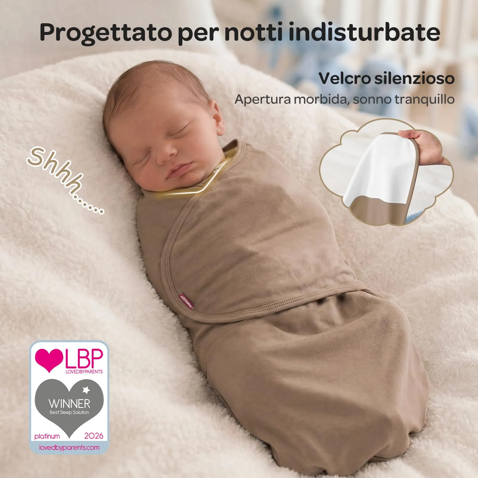 Momcozy Swaddle Bambù per Neonato 0-3 Mesi, 2 Pezzi, Marrone Caffè - immagine 4