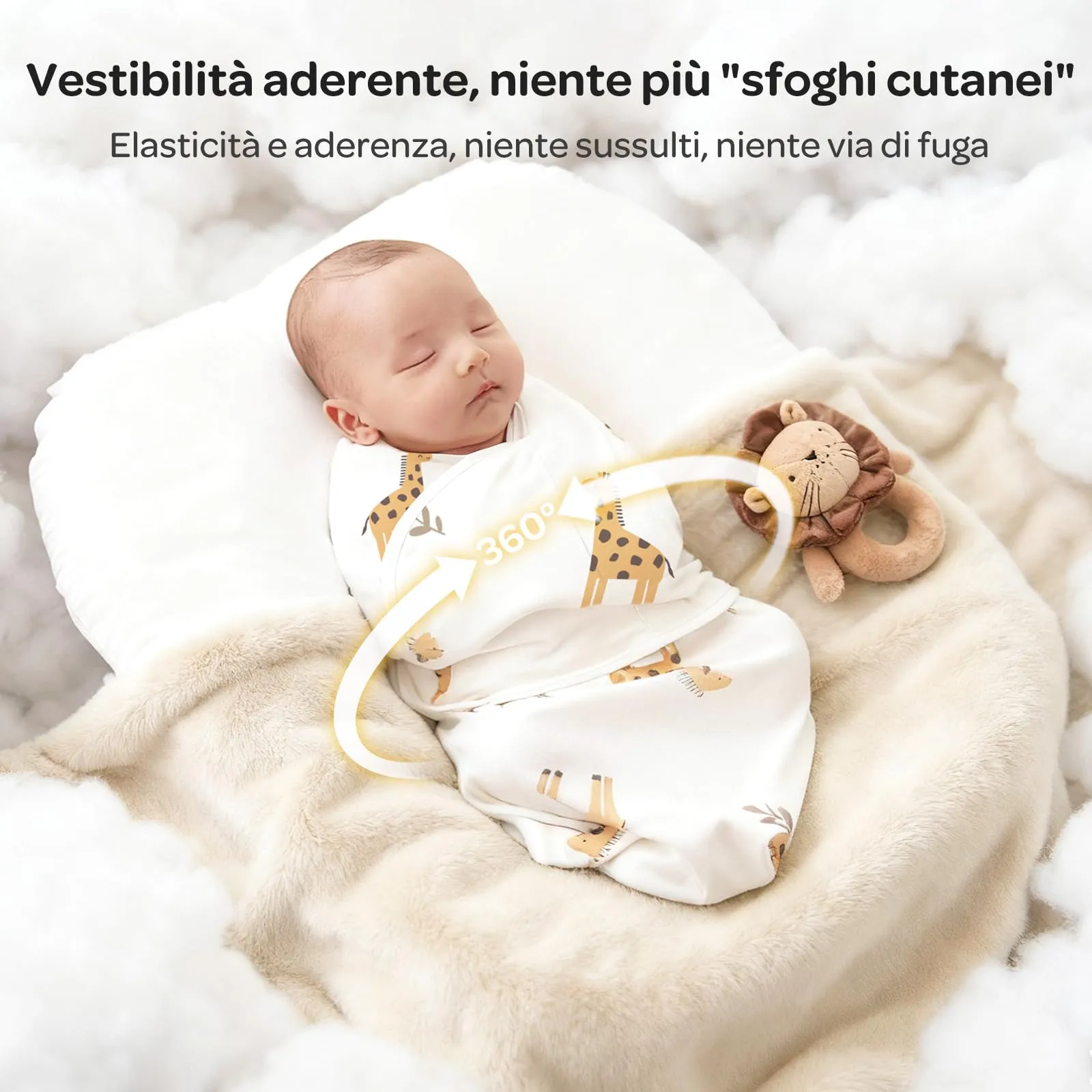 Momcozy Swaddle Neonato Sacco Nanna in Bambù, 0-3 Mesi, 2 Pezzi, Giraffa - immagine 7