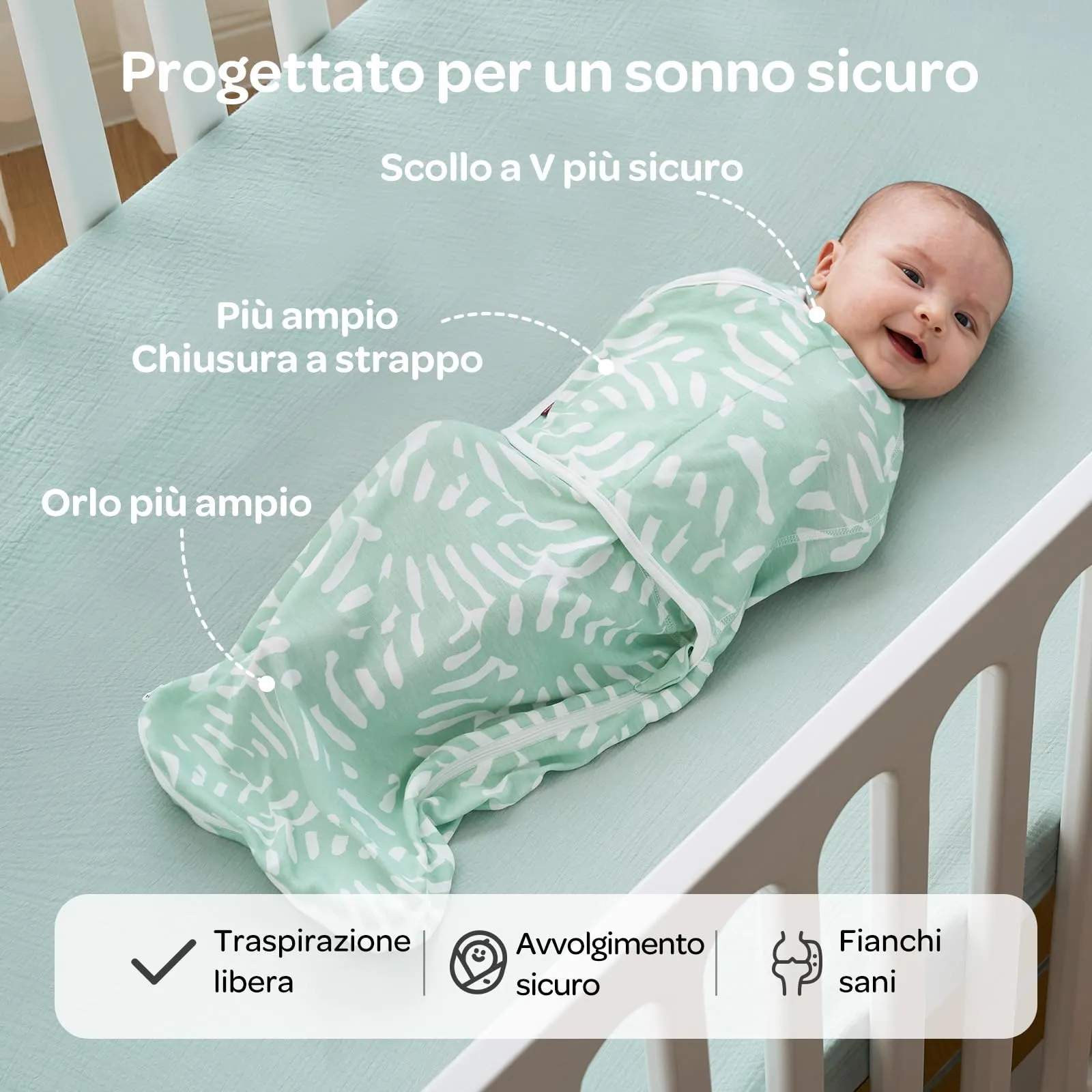 Momcozy Swaddle Neonato Sacco Nanna in Bambù, 0-3 Mesi, 2 Pezzi, Giraffa - immagine 8